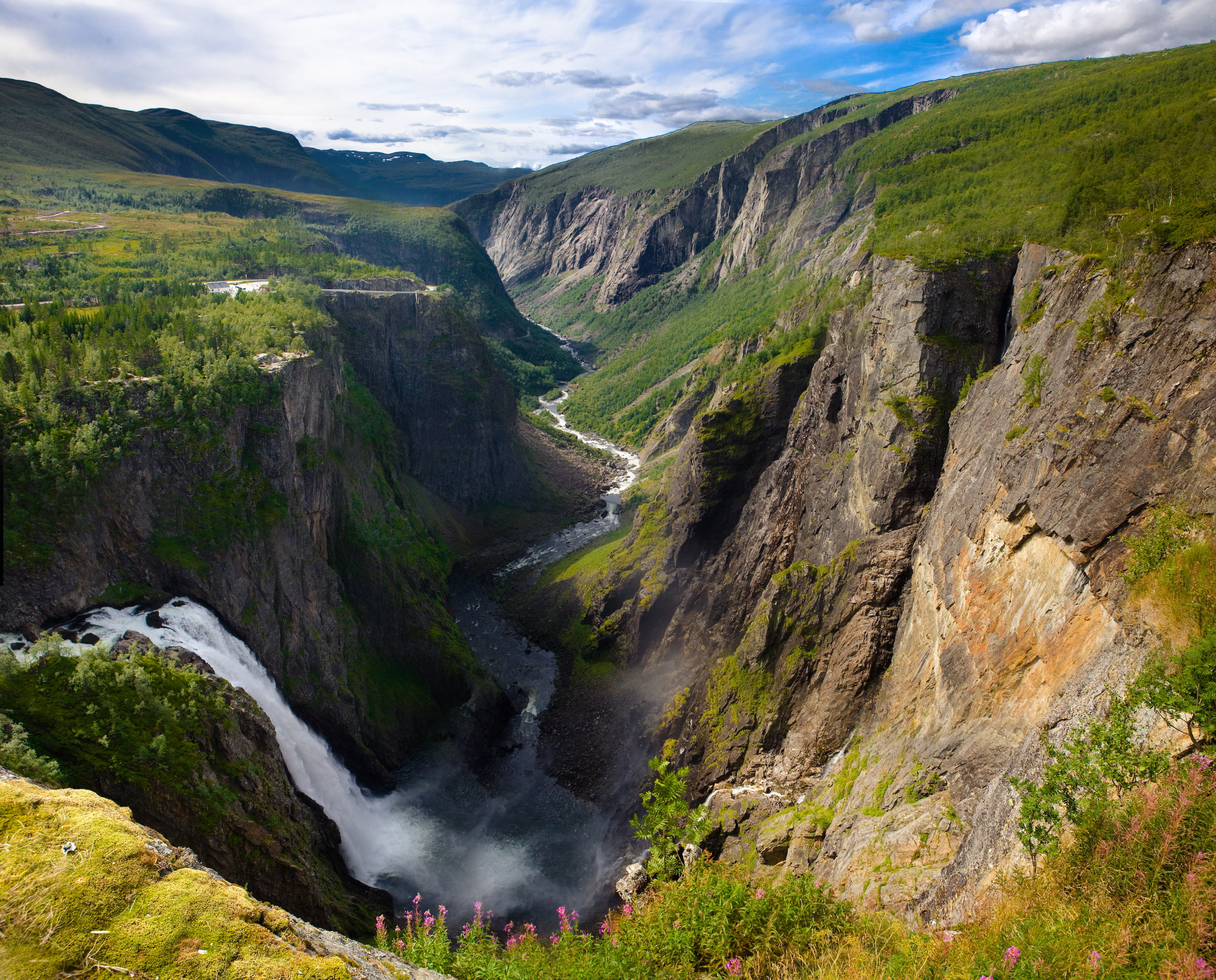 nature, running, travel, waterfall, Sognefjord, green Color, outdoors, water, scenics, iceland, rock - Object, two, 2K, stitch, valleys, landscape, trafalgar, HD Wallpaper