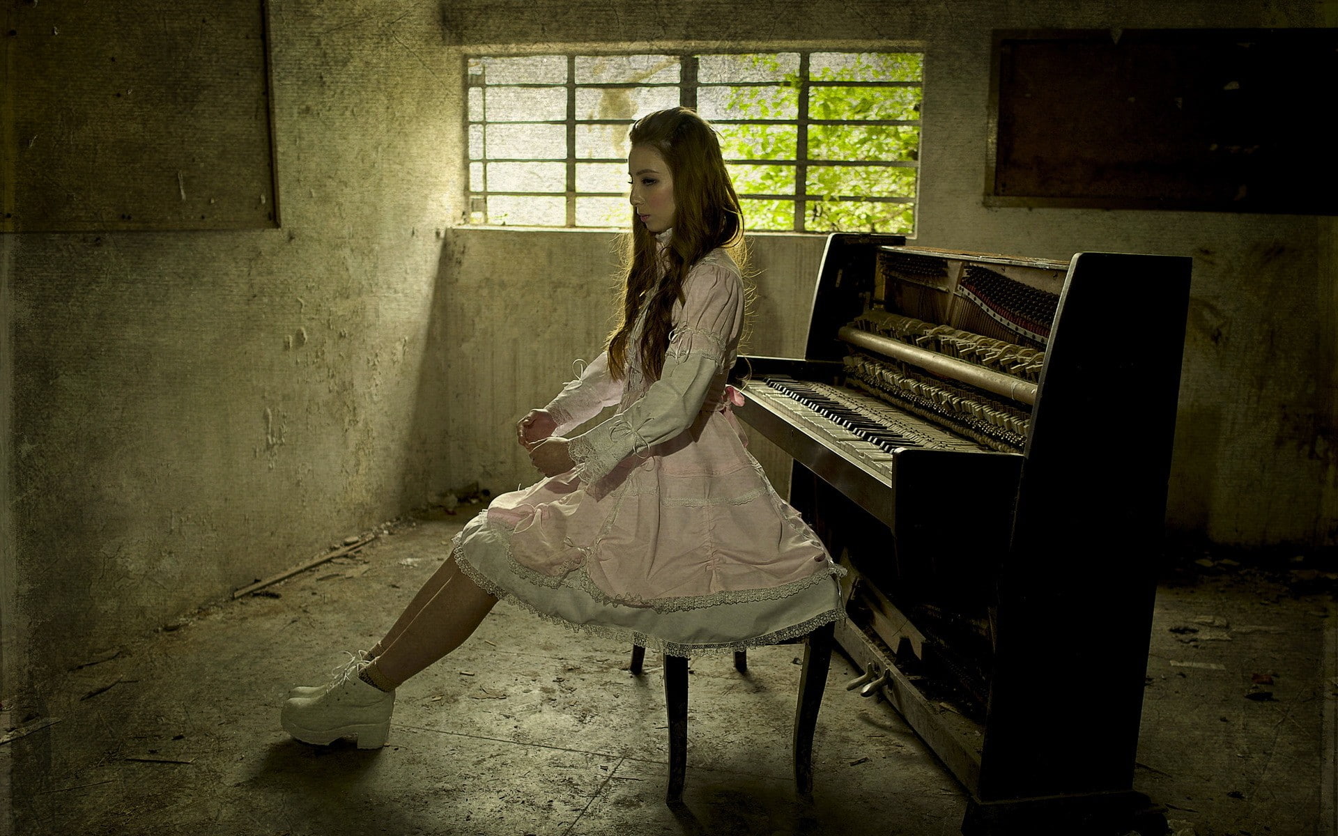 piano, brunette, women, Asian, doll, 1080P, HD Wallpaper
