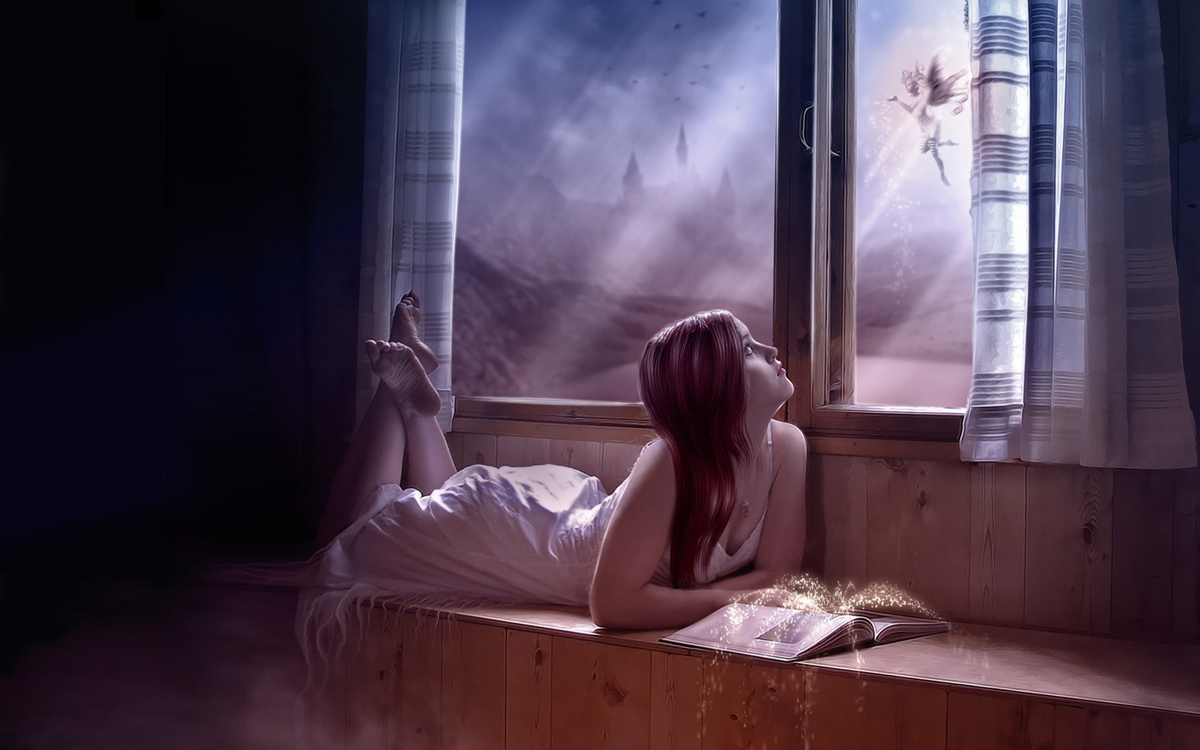 Girl, Window, 720P, Looked, Fantasy, HD Wallpaper