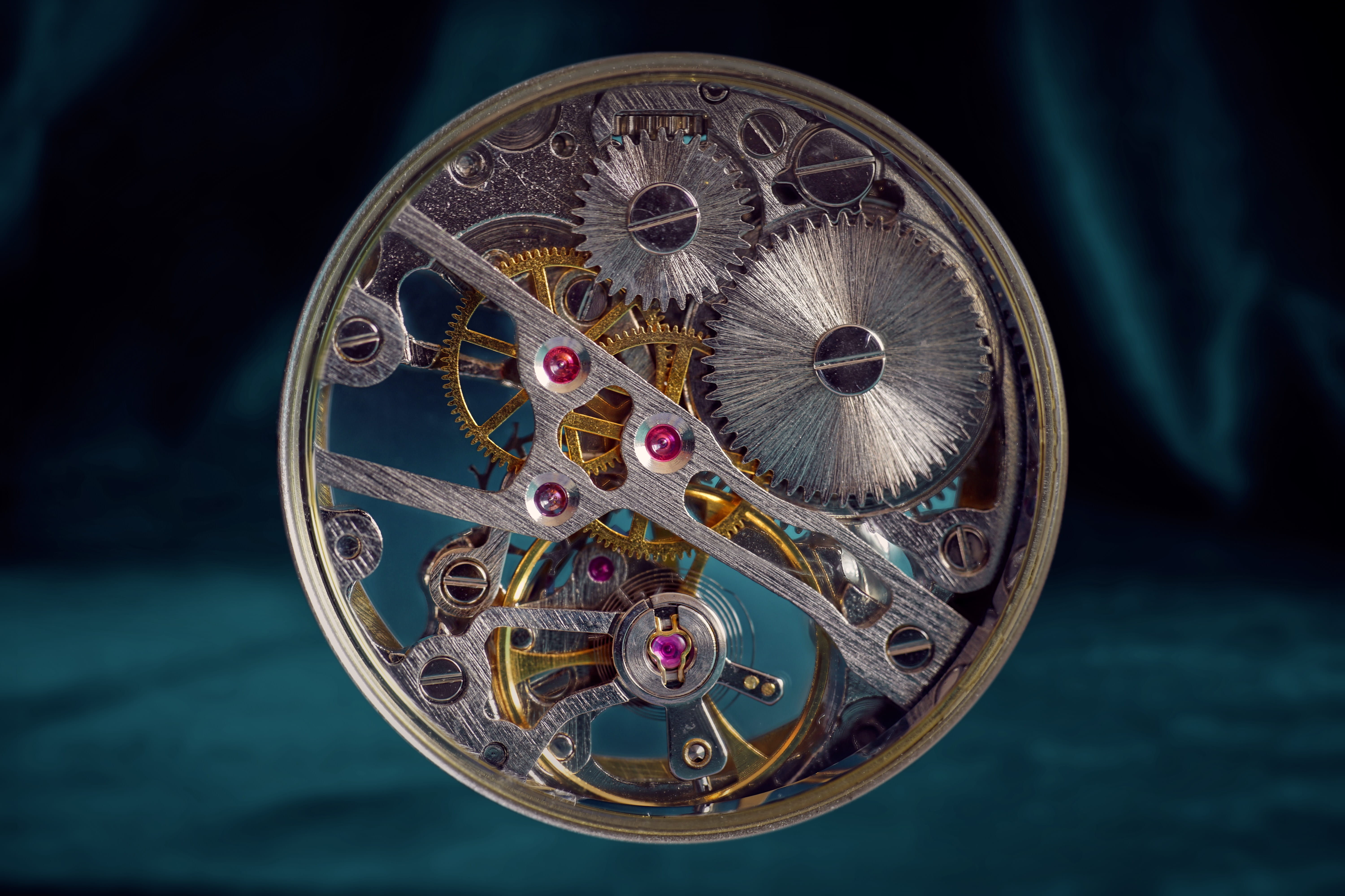 metal, pattern, close-up, architecture, 5K, no people, shape, wind up, blue, mechanics, focus on foreground, wheel, feather, movement, indoors, amusement park ride, HD Wallpaper
