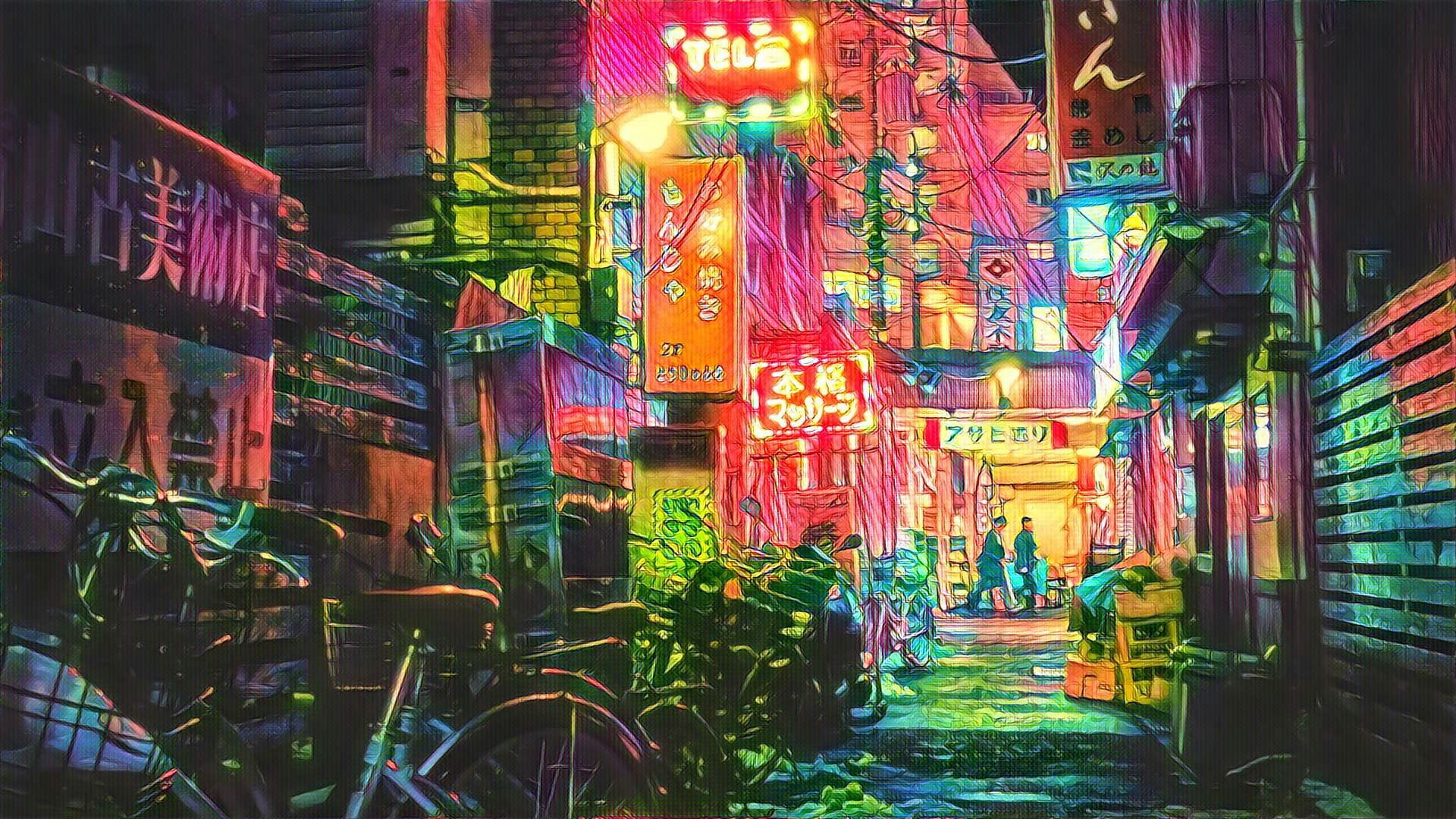 filter, photography, 1080P, transportation, outdoors, illuminated, building exterior, city street, text, motor vehicle, night, city, Tokyo, multi colored, HD Wallpaper