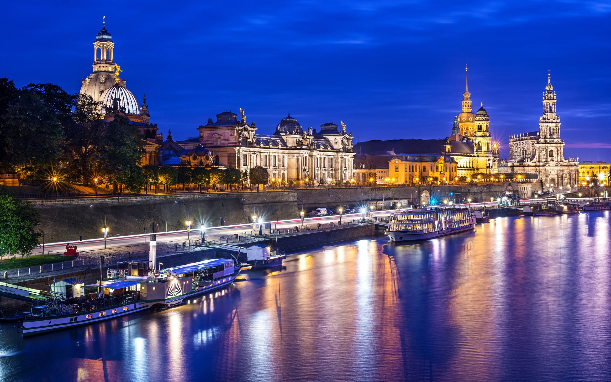Dresden, Lights, 2K, City, Altstadt, Germany, Night, River, Buildings, HD Wallpaper