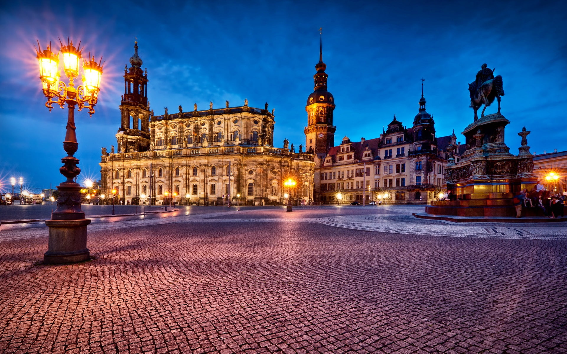 Square, Lights, Germany, 1080P, Theatre, Night, Dresden, HD Wallpaper