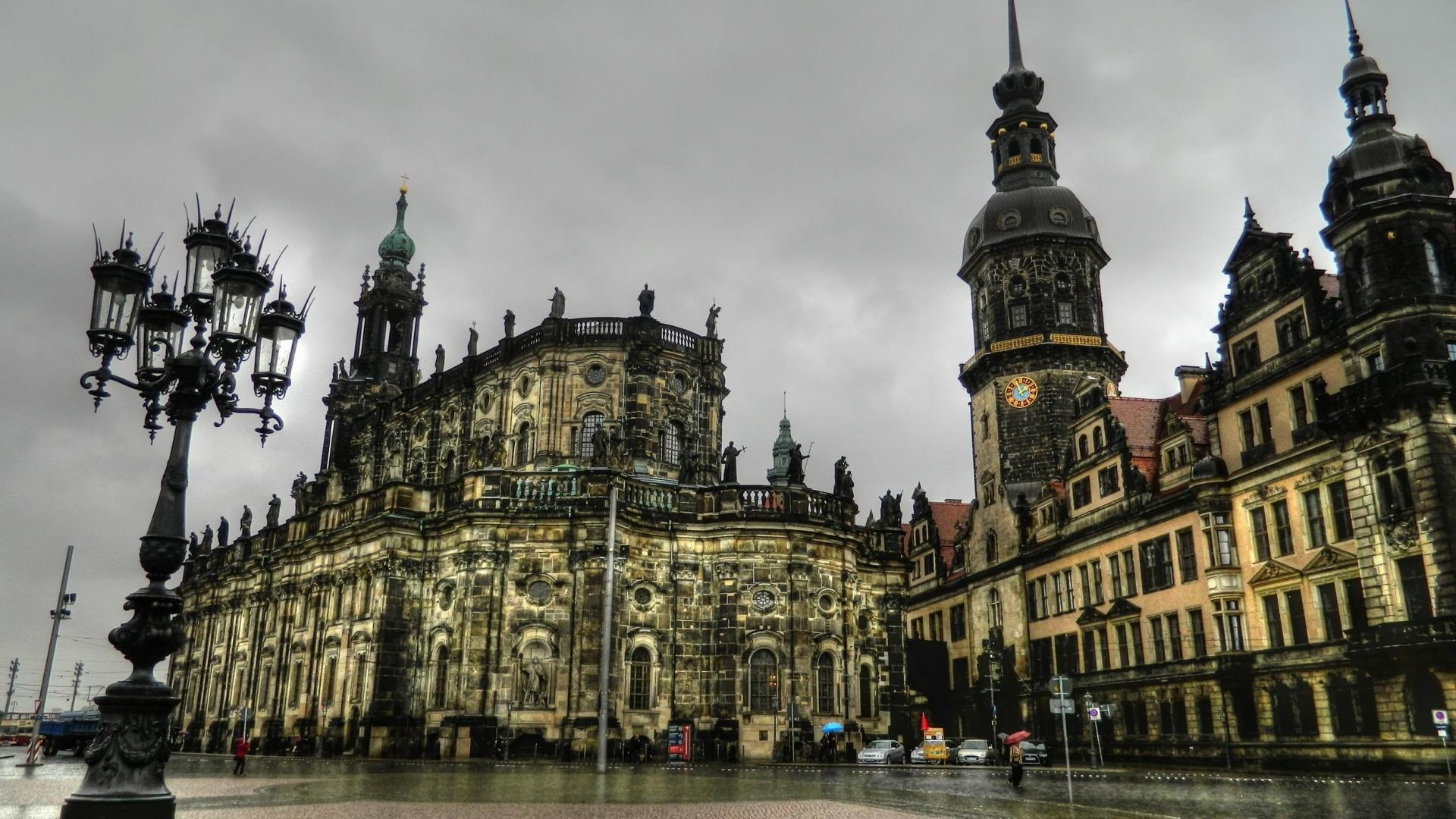 Rain, Dresden, Germany, Night, Houses, 1080P, HD Wallpaper