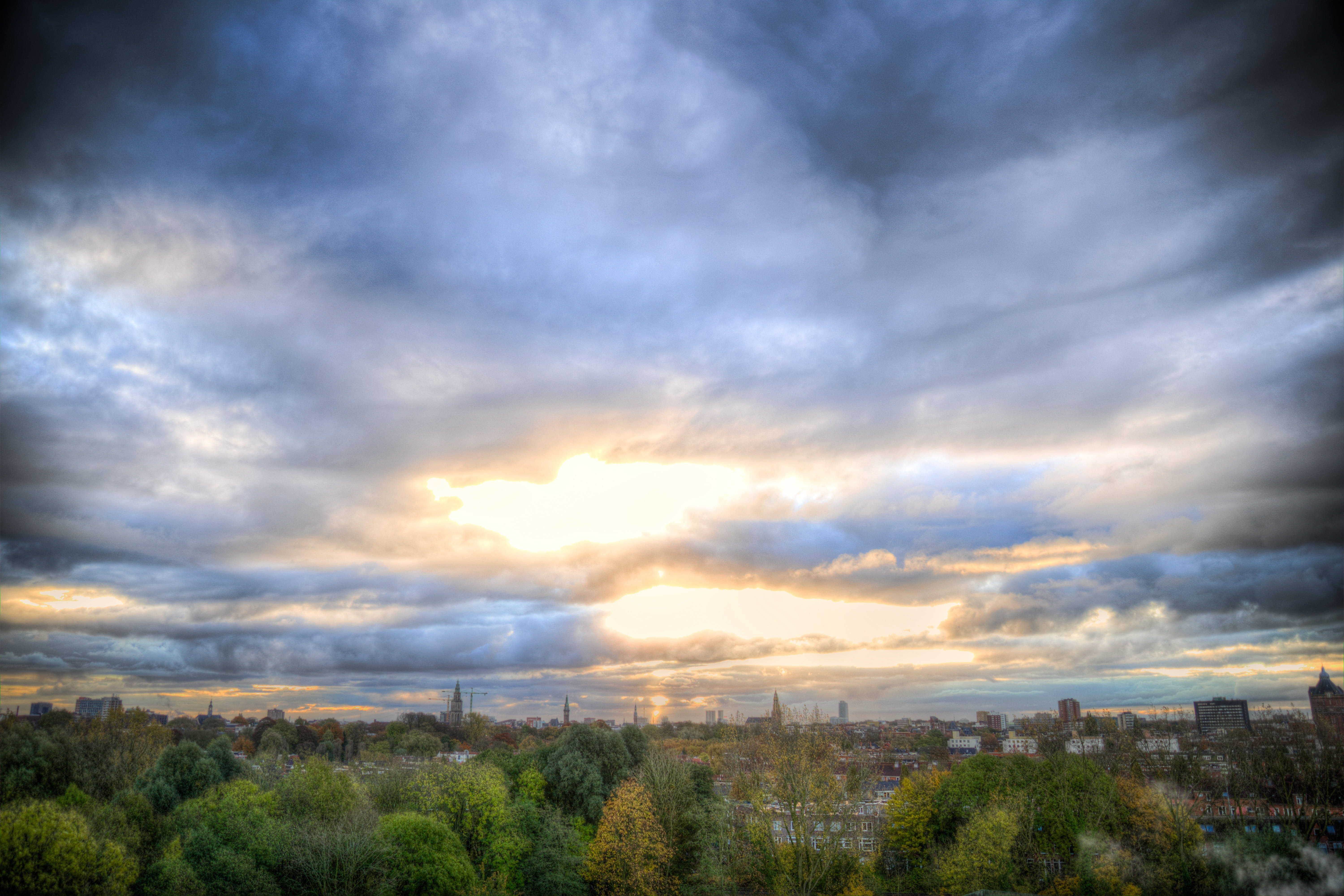 nature, dusk, Morning, 5K, sunset, dark, town, sky, Groningen, cloud - Sky, holland, City, orange, scenics, downtown, europe, scenics - nature, yellow, HD Wallpaper