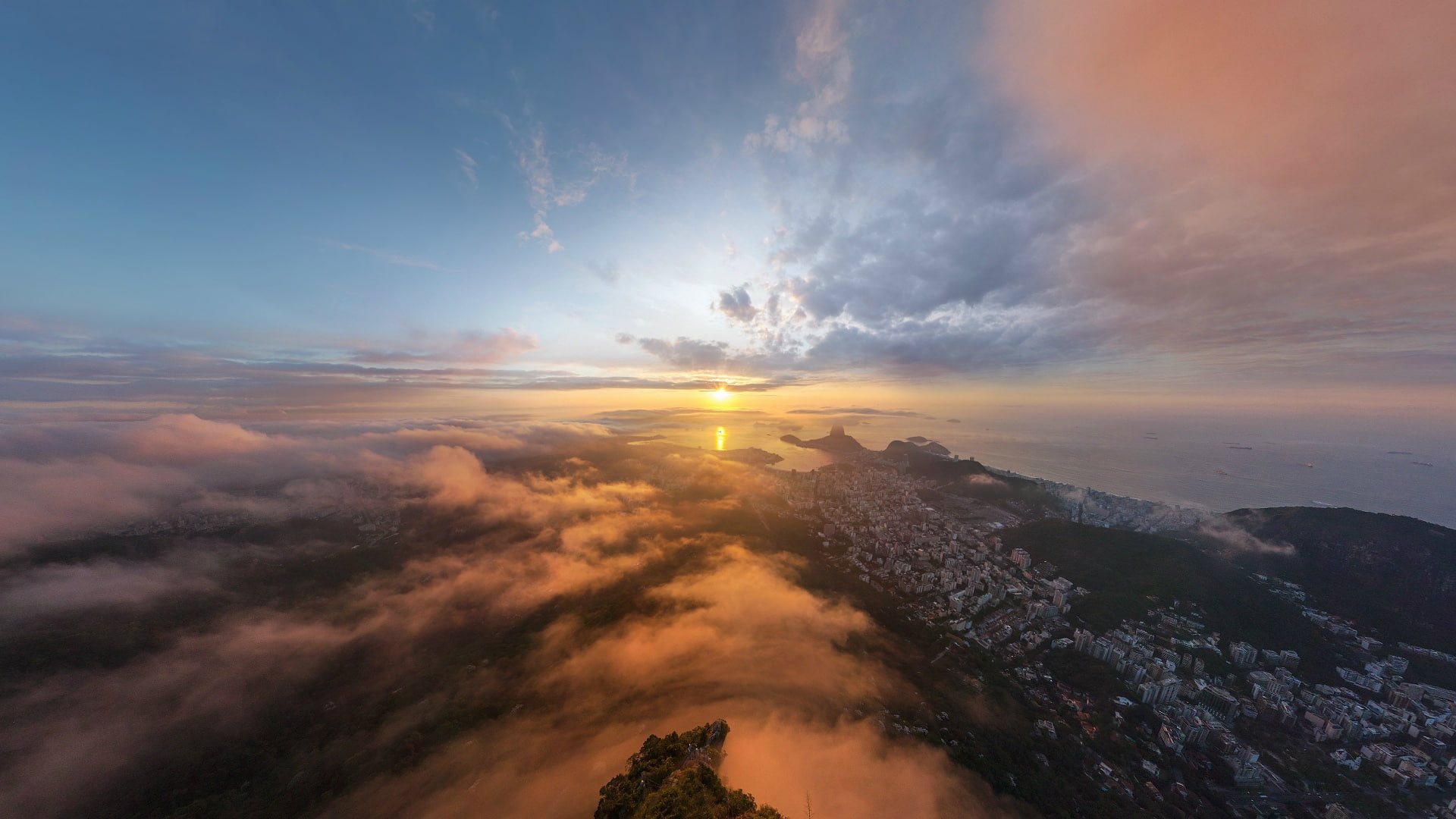 Early, Sunrise, City, Sun, 1080P, Landscape, de, Morning, Janeiro, Rio, HD Wallpaper