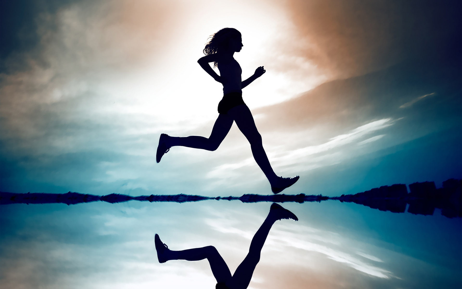 Girl, Water, Running, Morning, early, 1080P, HD Wallpaper