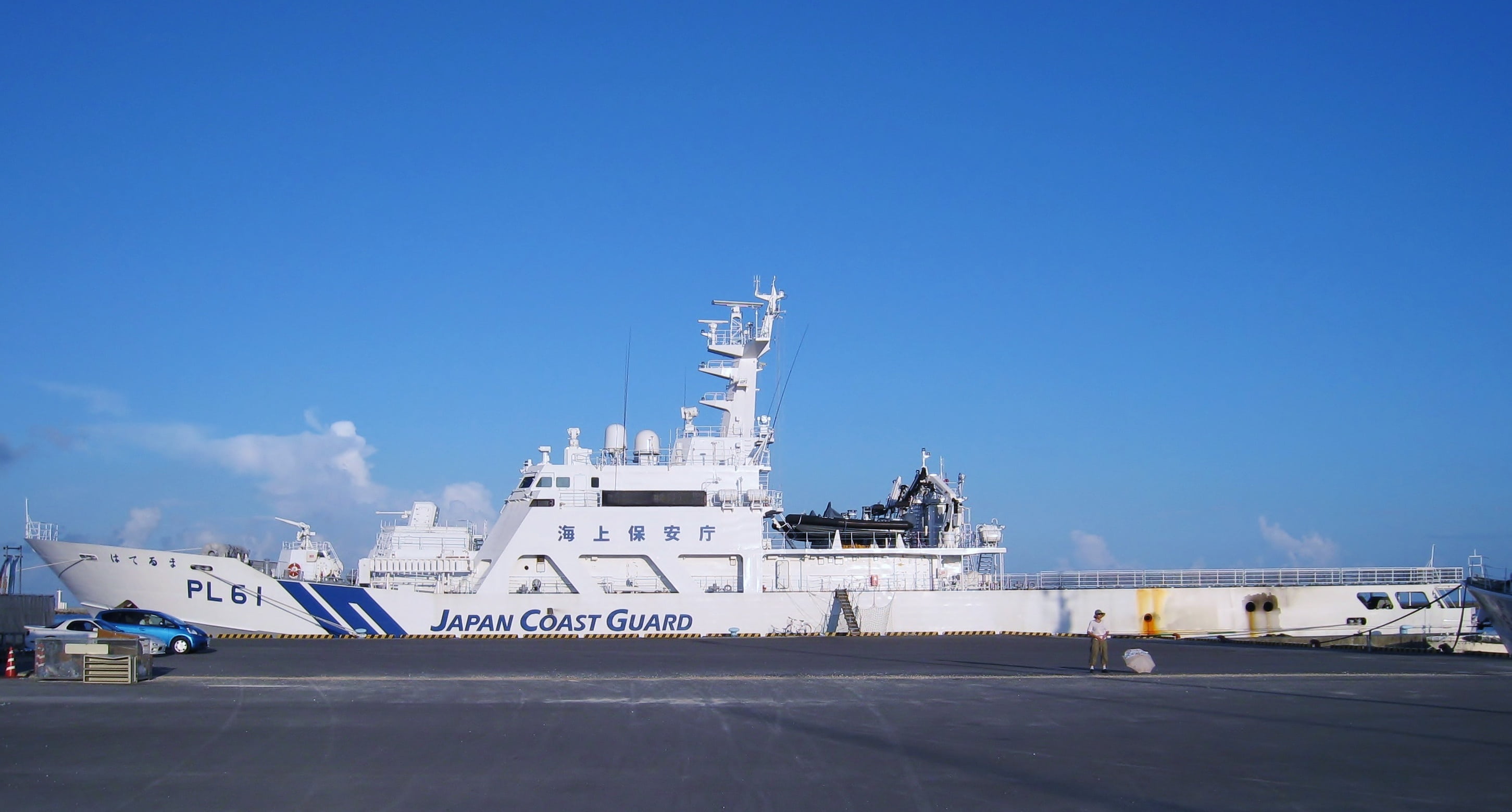 transportation, copy space, port, sea, nautical vessel, japan coast guard, okinawa, antomasako, industry, freight transportation, built structure, sky, HD Wallpaper