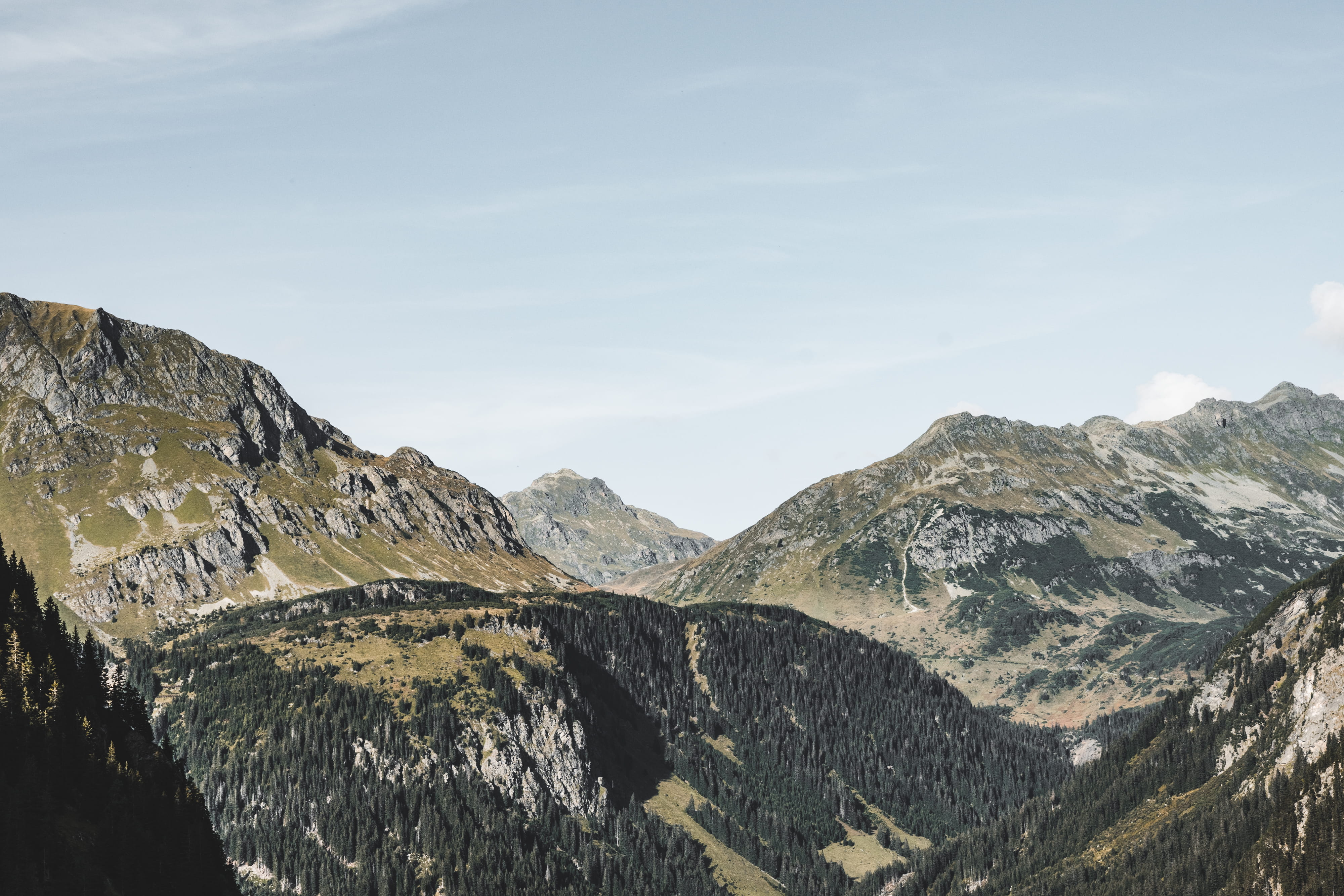 scenery, rock - Object, green, european Alps, environment, mountain, Pure, Nature, panoramic, mountain Range, scenics, 4K, formation, day, mountains, color Image, HD Wallpaper