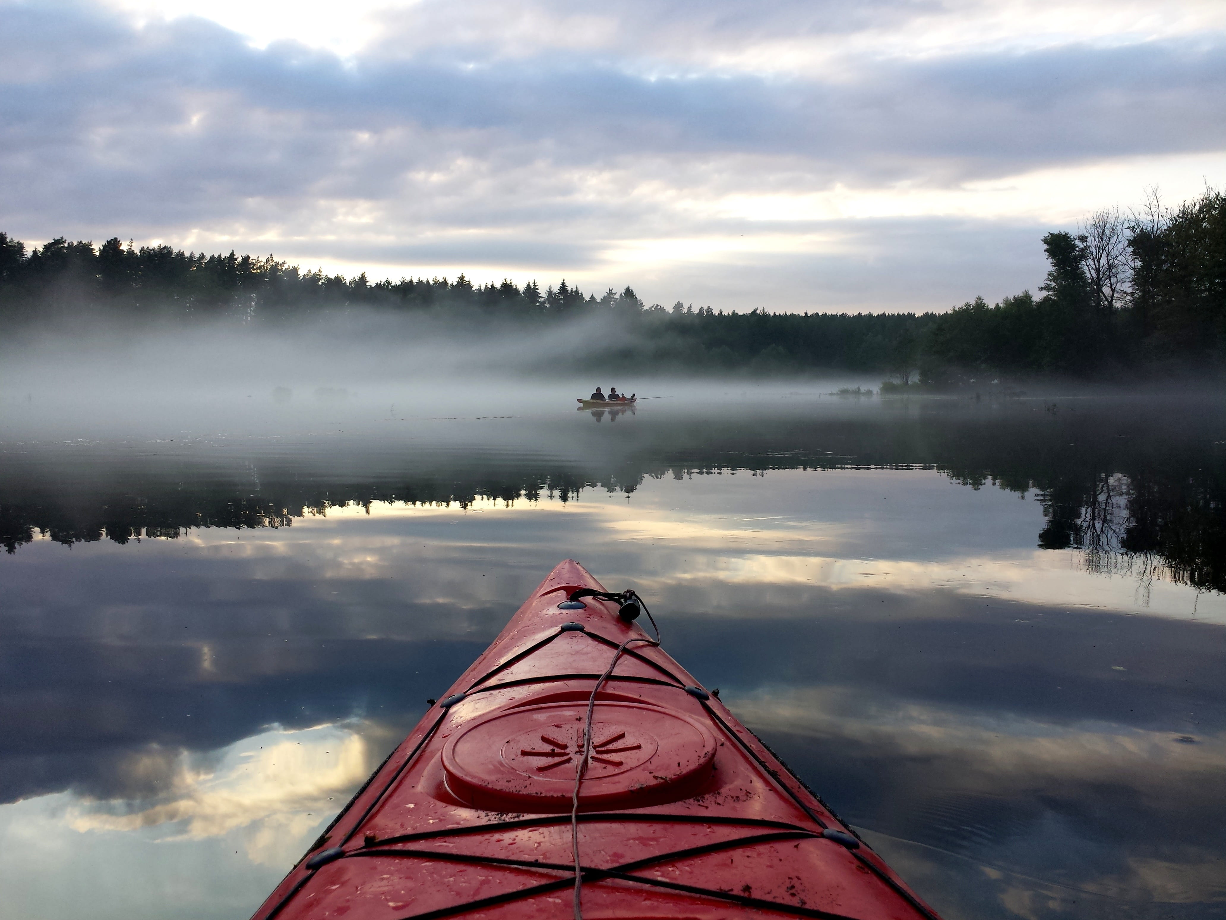 nautical Vessel, transportation, plant, Landscape, forest, the fog, borg, idyllic, Lake, beauty In Nature, boat, body, scenics, cloudy, reflection, scenics - nature, HD Wallpaper