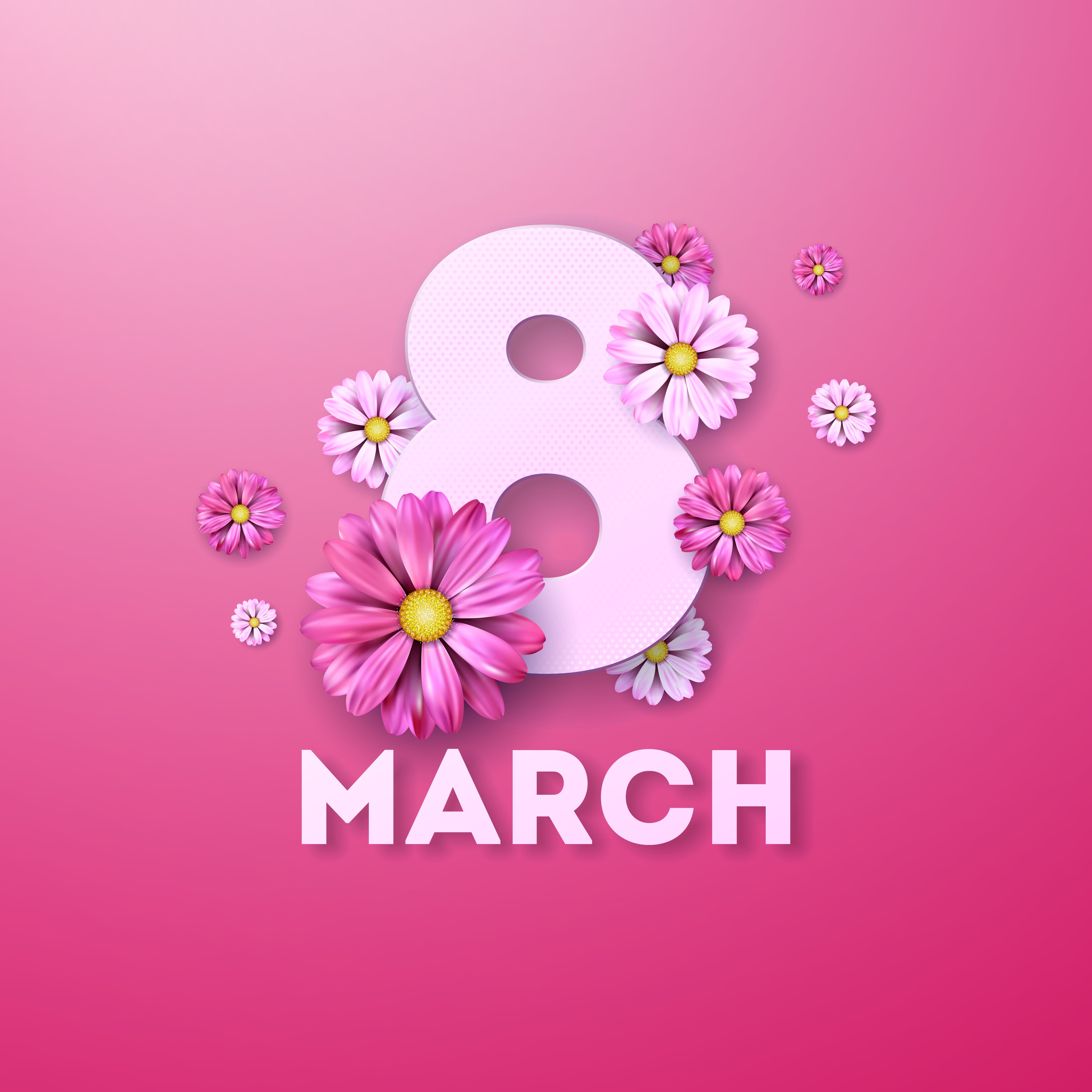 flowers, March 8, pink background, womens day, 4K, pink, 8 march, Phone HD Wallpaper
