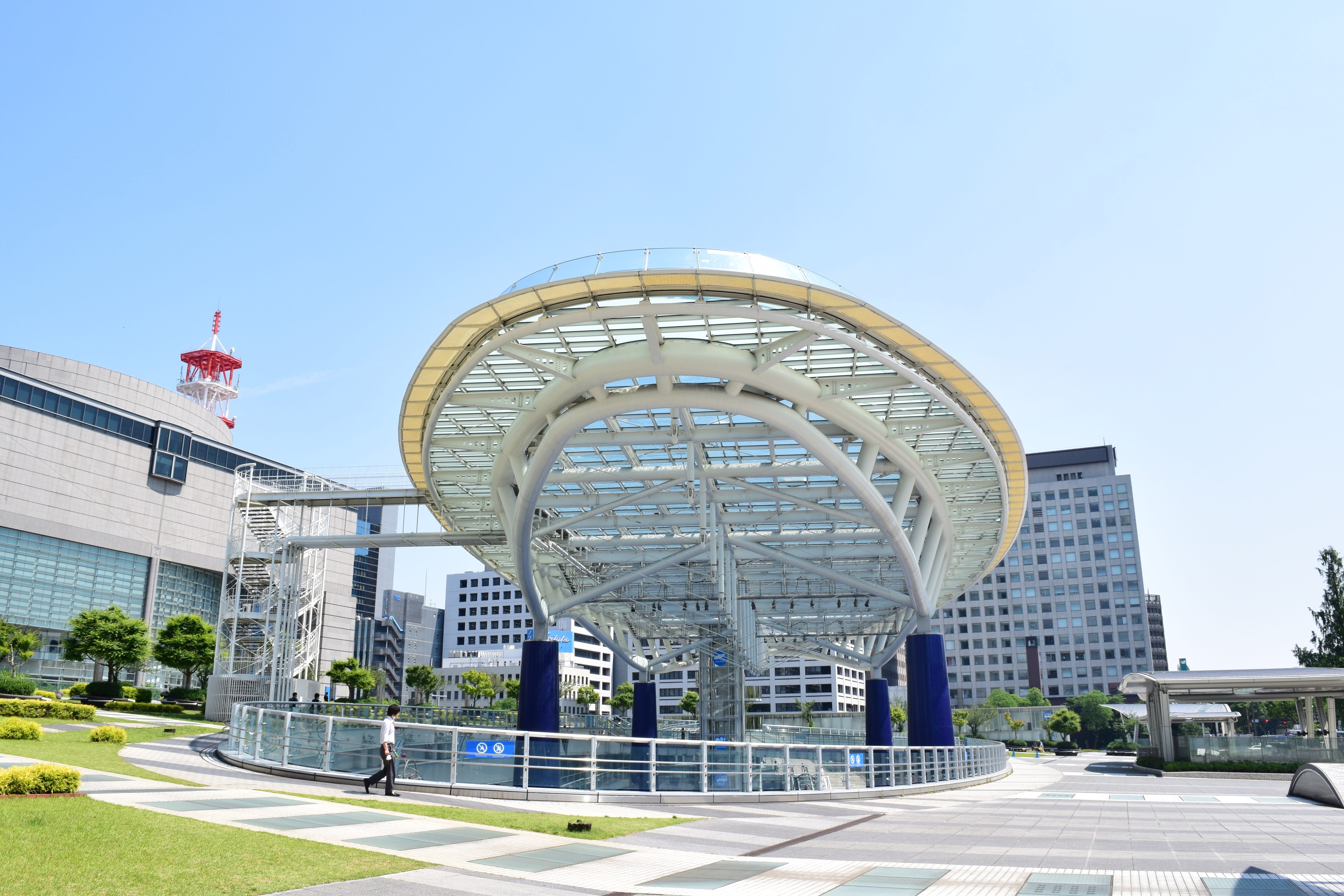 no people, nagoya, travel, outdoors, blue, travel destinations, park, office building exterior, japanese, built structure, building, Architecture, 5K, HD Wallpaper