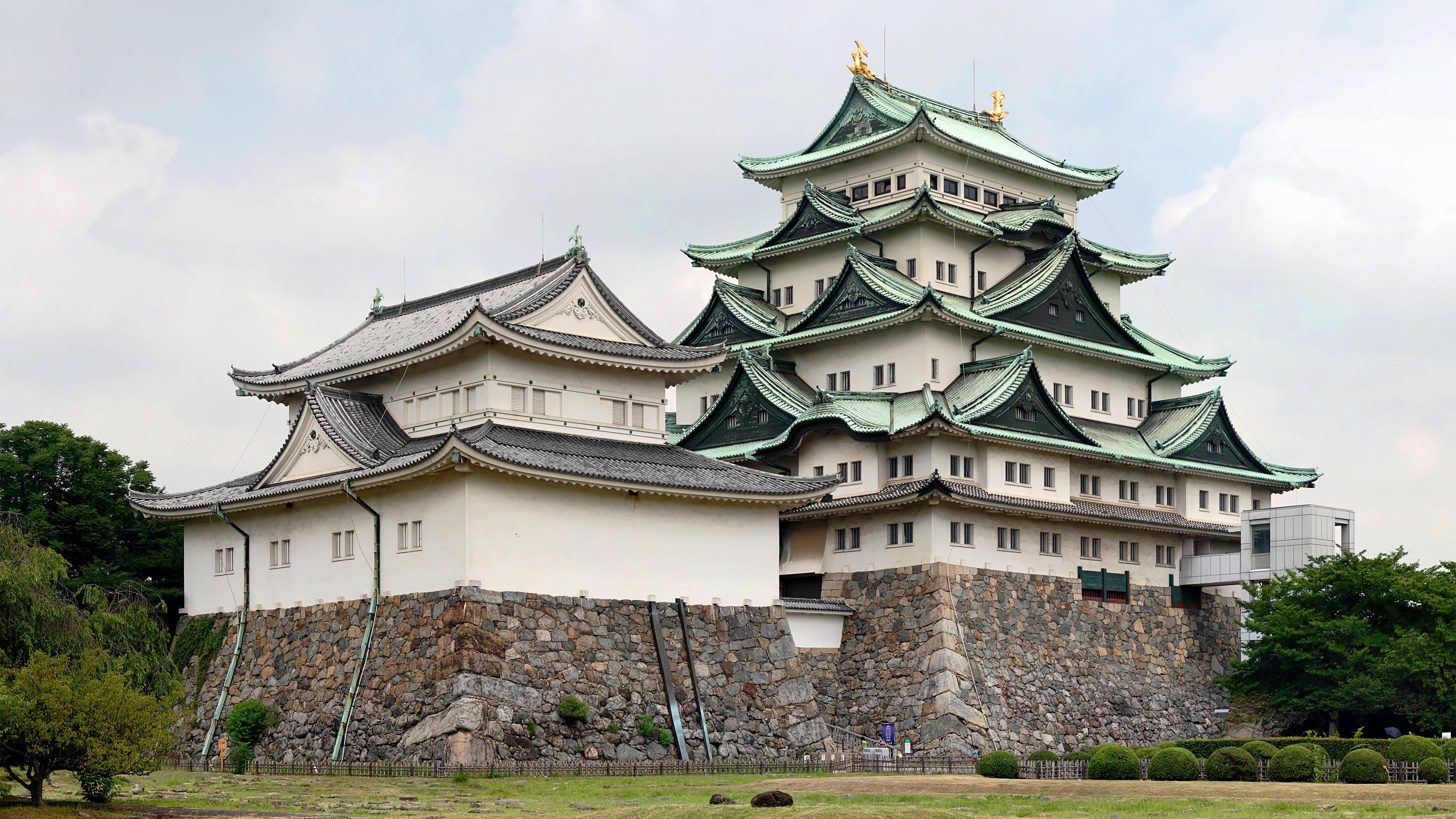castle, building, chateau, tree, asia, 4K, japan, nagoya, architecture, japanese architecture, historic site, palace, nagoya castle, HD Wallpaper