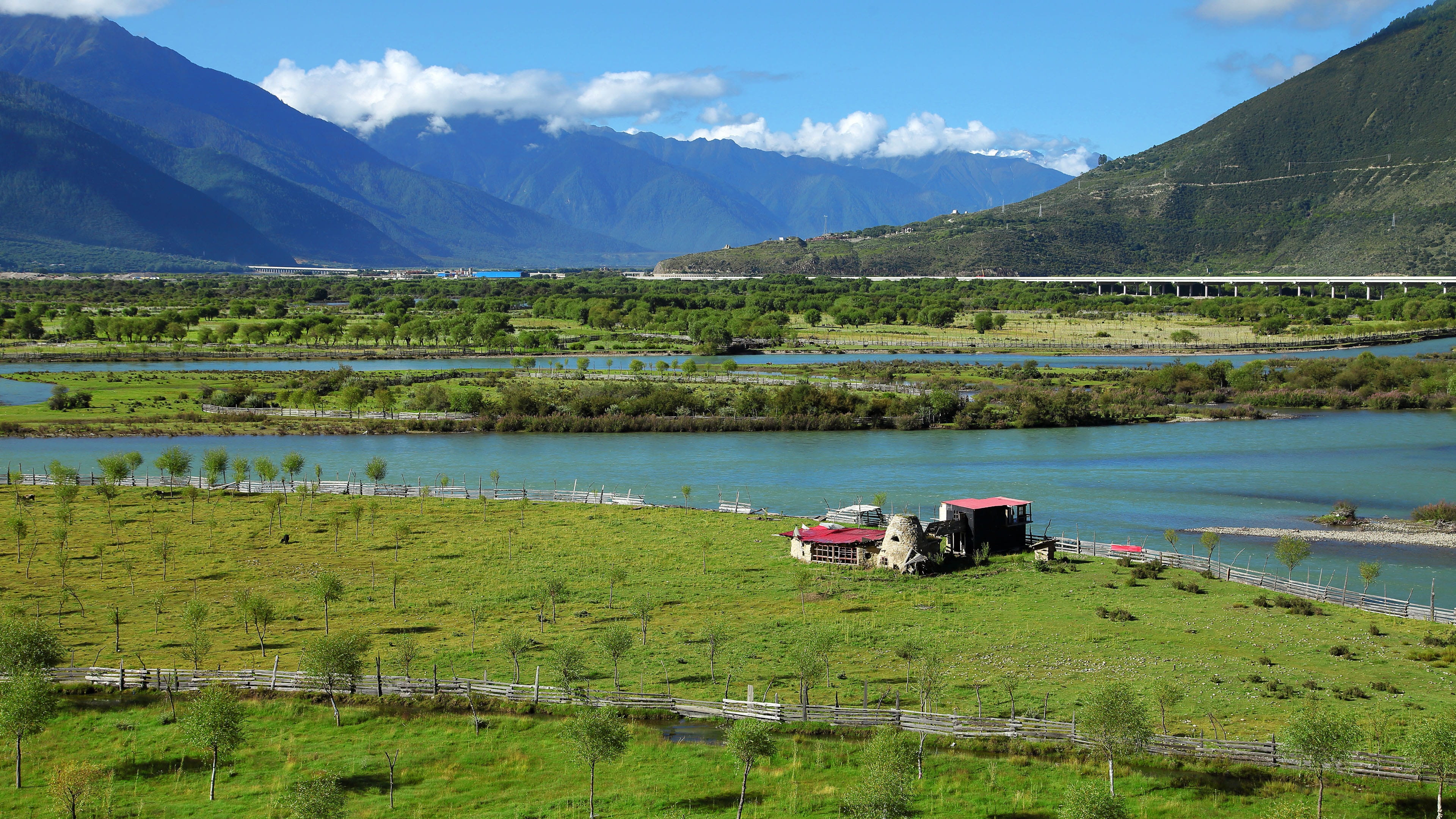 River, scenics, no people, non-urban scene, the scenery, nature, plant, Nyingchi, Tourism, day, Niyang, landscape, niyang river, grass, mountain, 4K, environment, HD Wallpaper