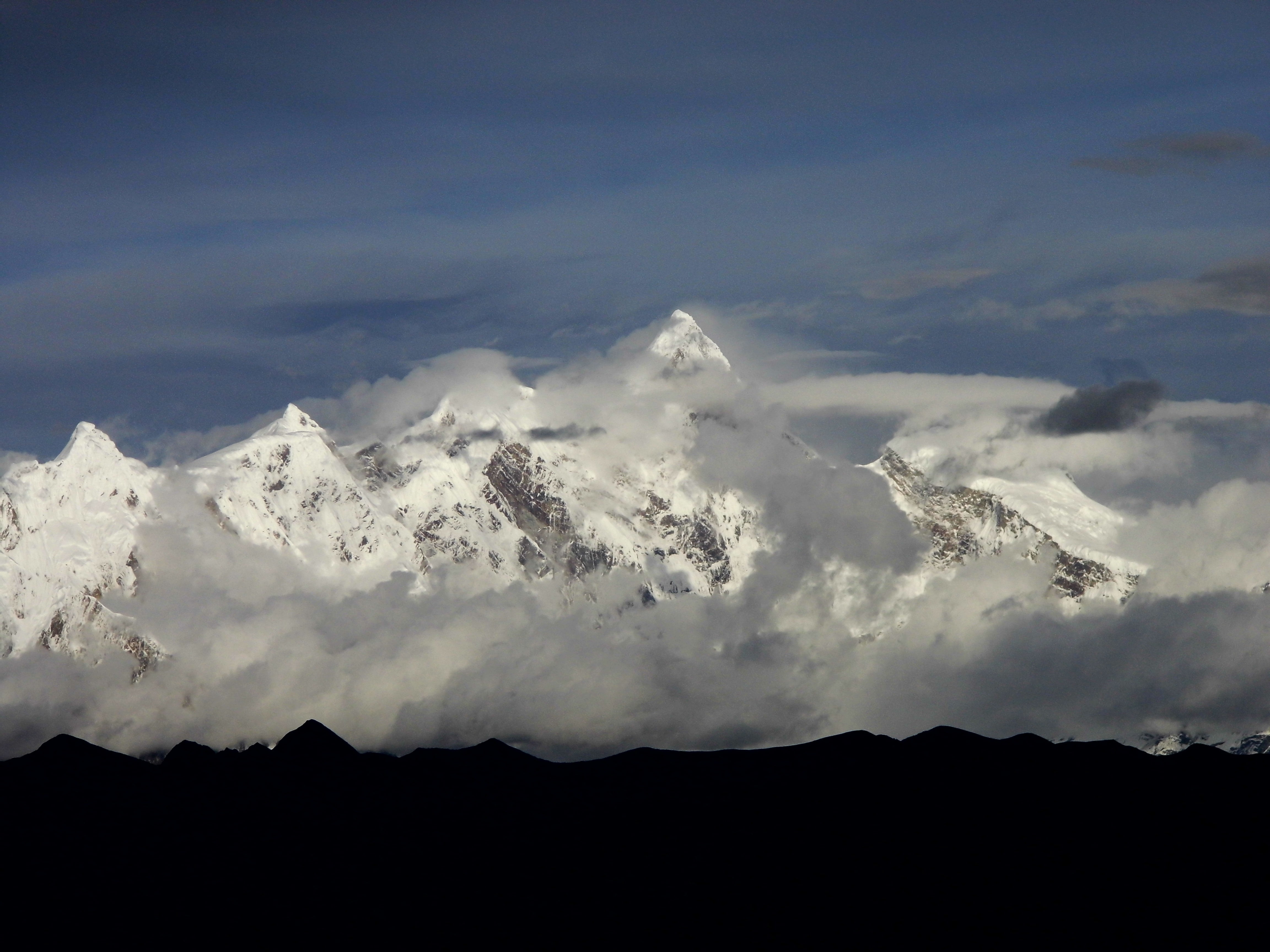 scenics - nature, non-urban scene, 4K, mountain peak, tranquil scene, day, nyingchi, snow mountain, silhouette, snowcapped mountain, tibet, mountain, mountain range, HD Wallpaper
