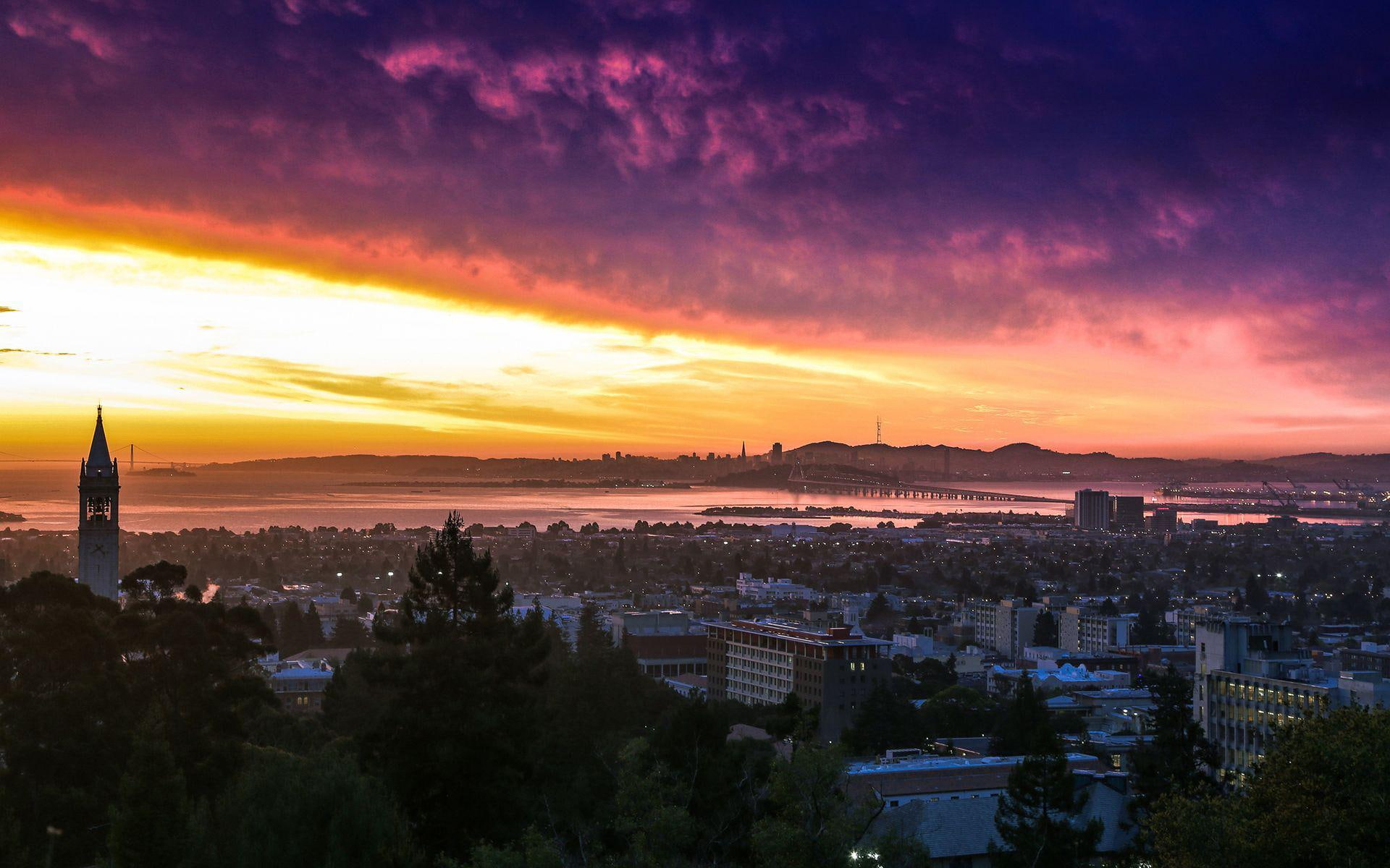 world, 1080P, berkeley, california, 1920x1200, photograph, uc, cityscape, sunset, HD Wallpaper