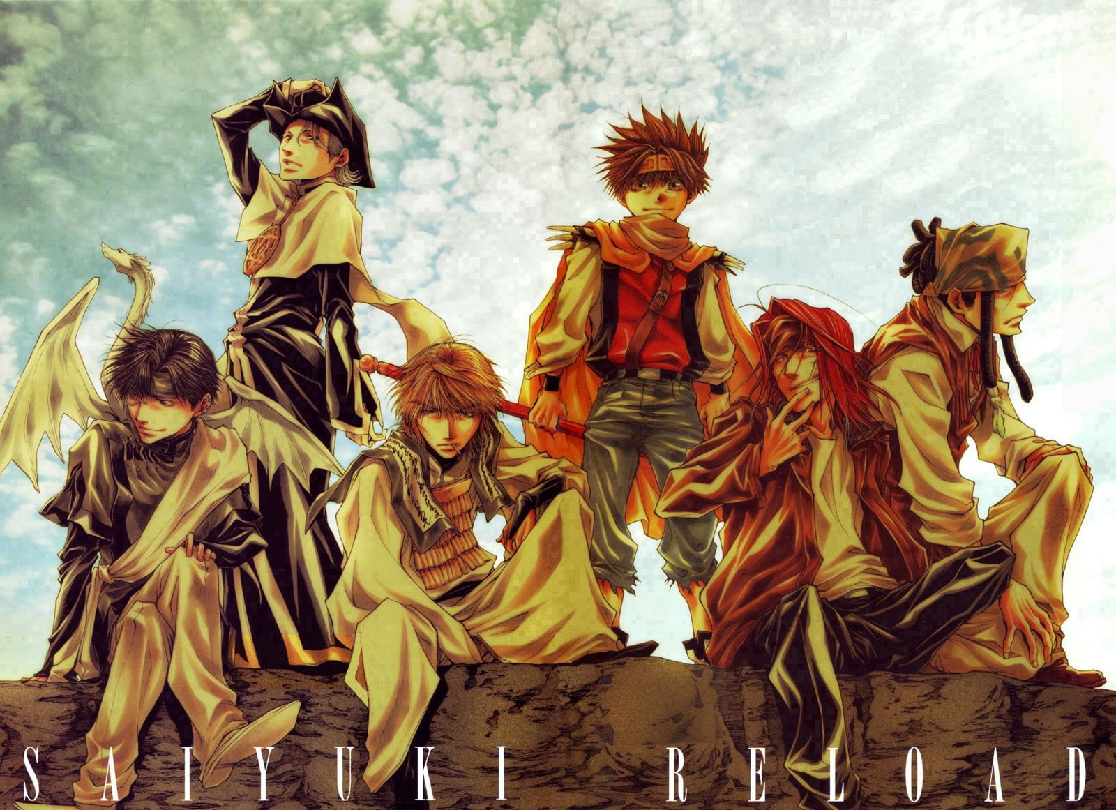 Anime, Gat (Saiyuki), Hazel Grouse, 720P, Cho Hakkai, Sha Gojyo, Saiyuki Reload, Goku (Saiyuki), Saiyuki, Genjo Sanzo, HD Wallpaper