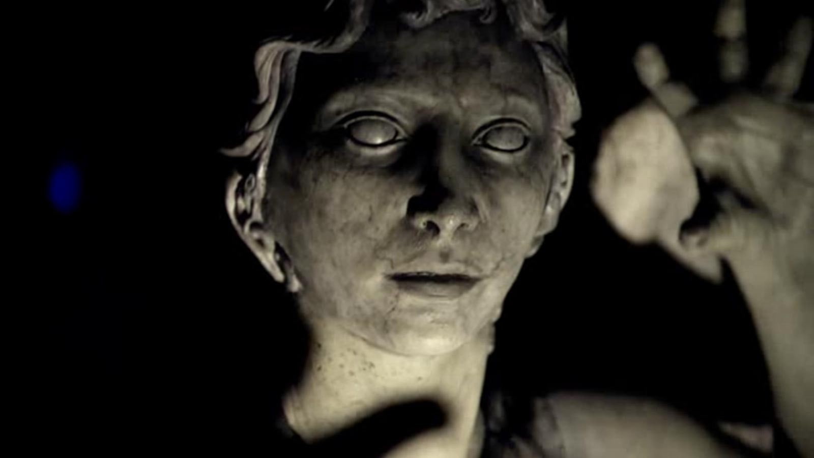 facial expression, human body part, bizarre, 720P, black background, indoors, weeping angels doctor who, dark, close-up, studio shot, spooky, portrait, HD Wallpaper