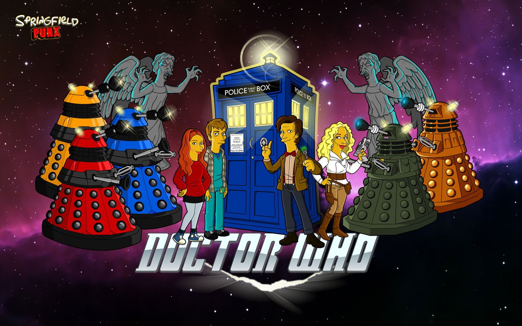 adventure, weeping, comedy, pond, eleventh, who, dalek, simpsons, 720P, amy, angel, series, bbc, crossovers, drama, sci-fi, tardis, doctor, futuristic, HD Wallpaper