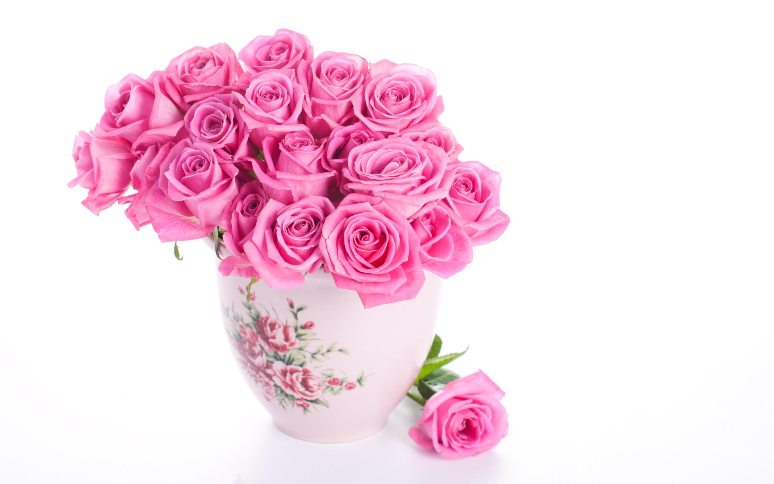 romantic, pink roses, petals, pretty, pink rose, flowers, roses, bloom, bouqet, 2K, pink petals, sweet, gift, bouquet, HD Wallpaper