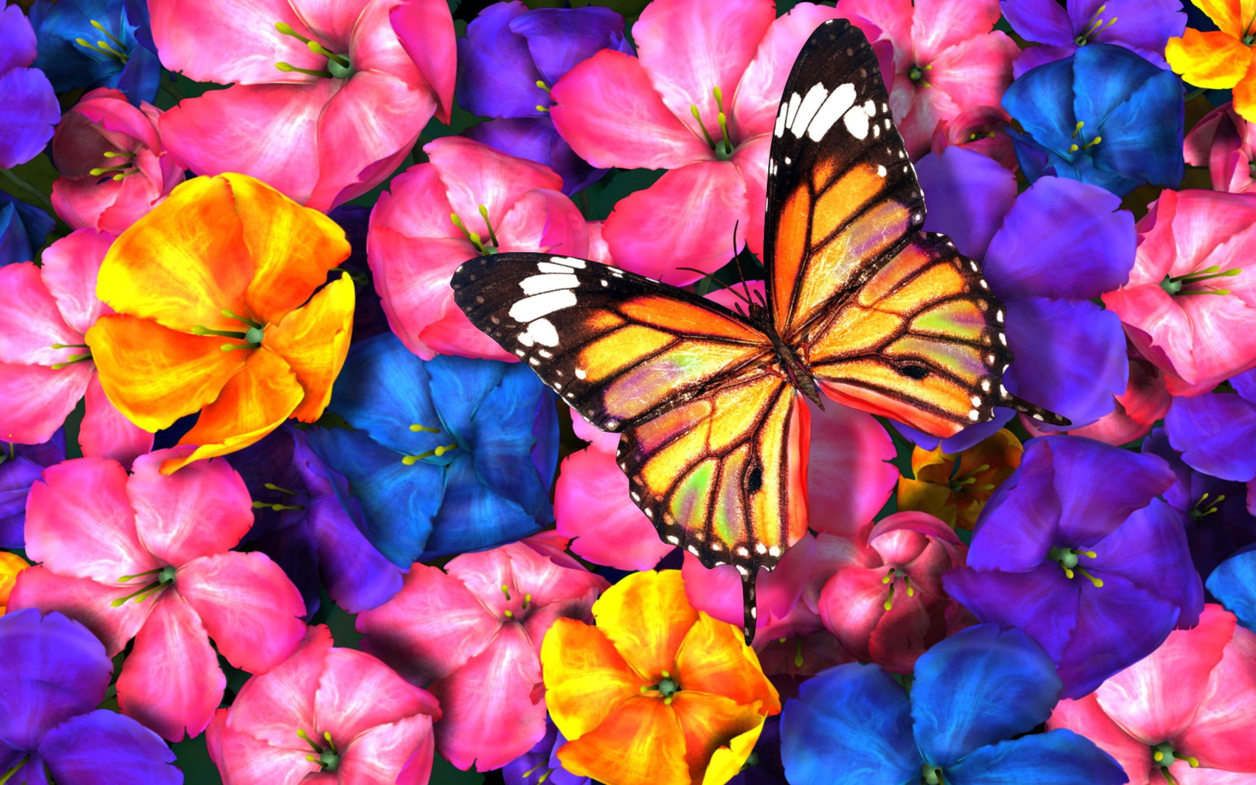 3d, love, spring, animals, butterflies, pretty, sweet, lovely, summer, chic, colorful, 2K, wow, splendor, abstract, HD Wallpaper