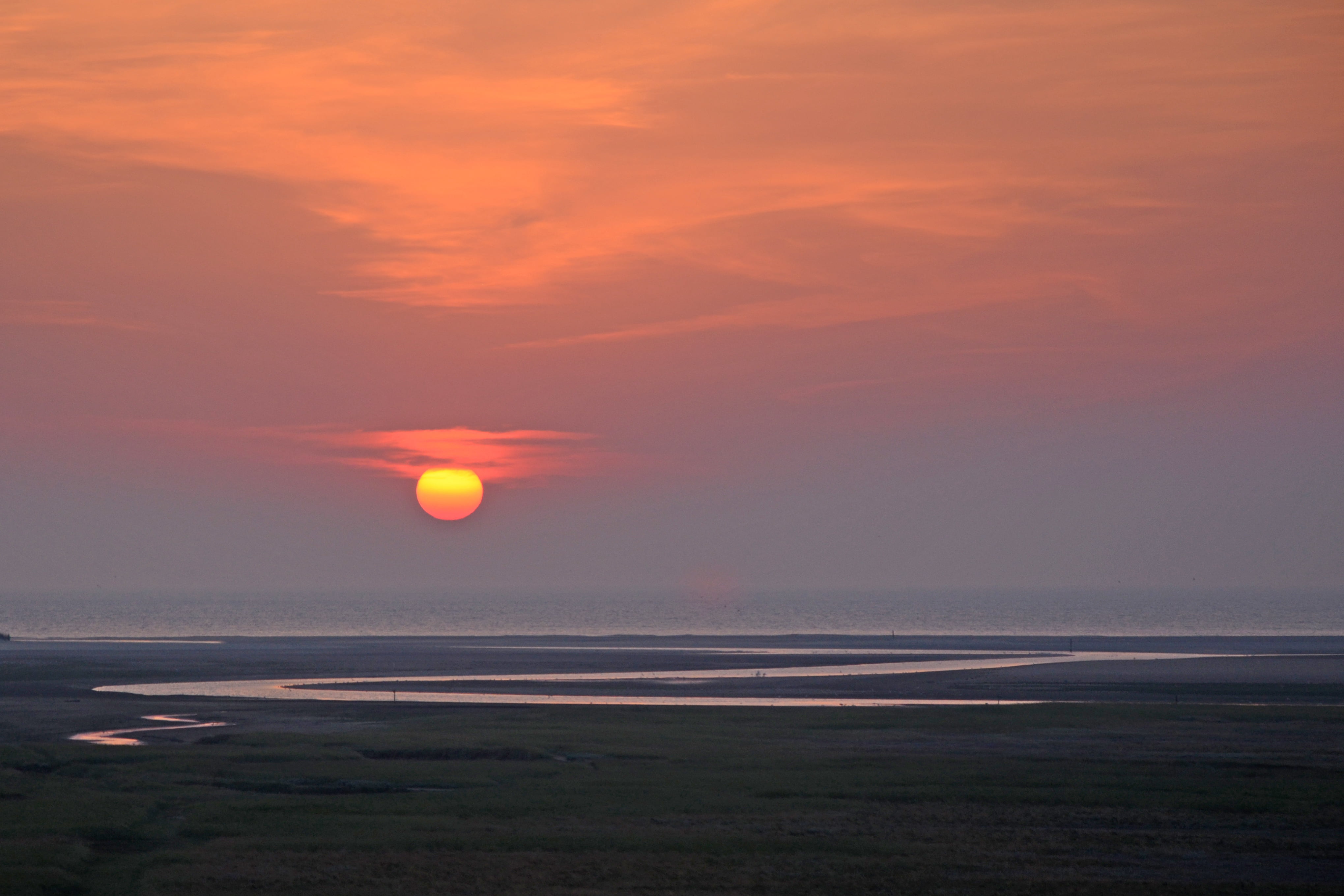 dawn, nature, dusk, sky, until dawn, sea, Nikon  D5100, Texel, horizon, sunset, De, 4K, HD Wallpaper