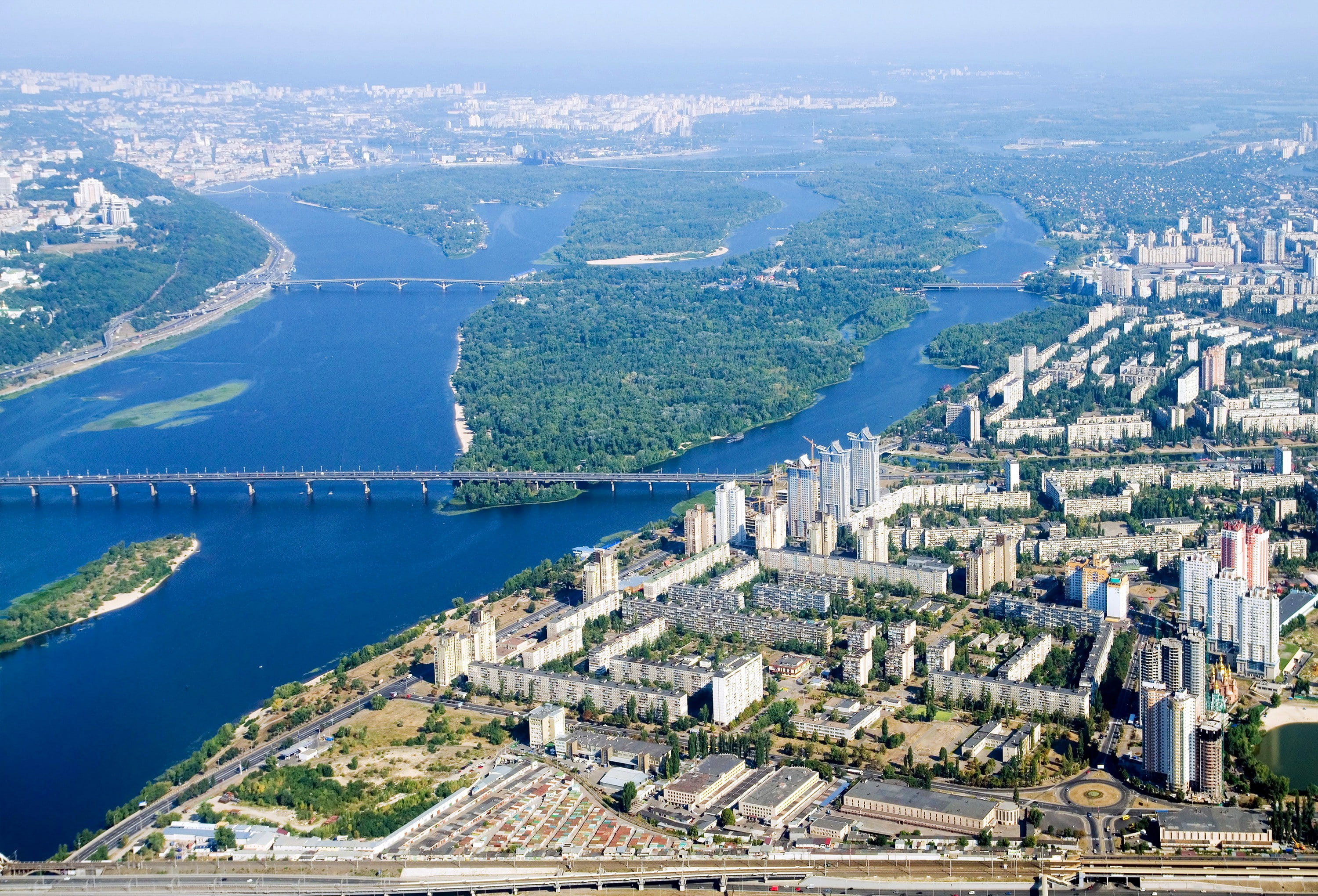 Kiev, river, bridge, photo, home, Ukraine, city, 2K, top, HD Wallpaper