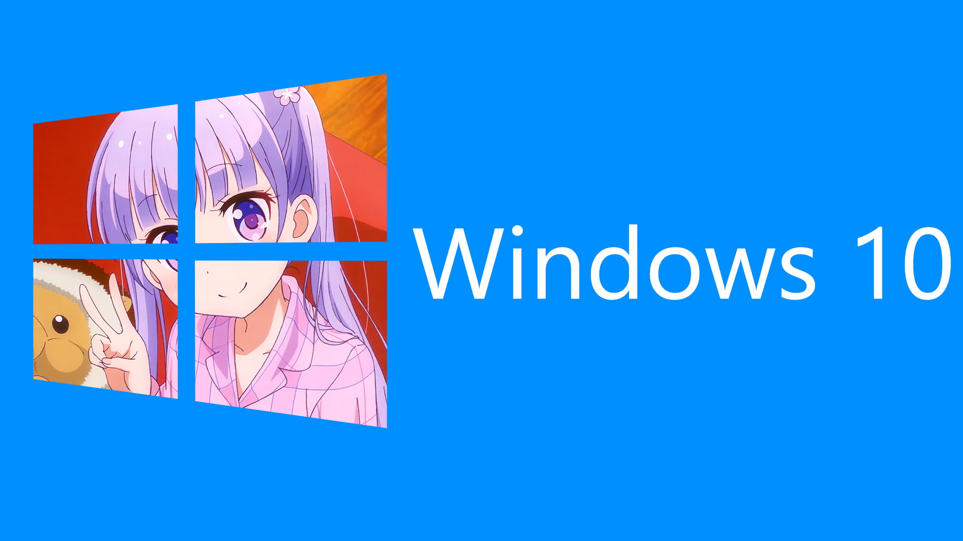 sunlight, low angle view, Windows 10, text, nature, New Game!, copy space, Suzukaze Aoba, 1080P, sky, clothing, clear sky, no people, anime, day, human representation, HD Wallpaper