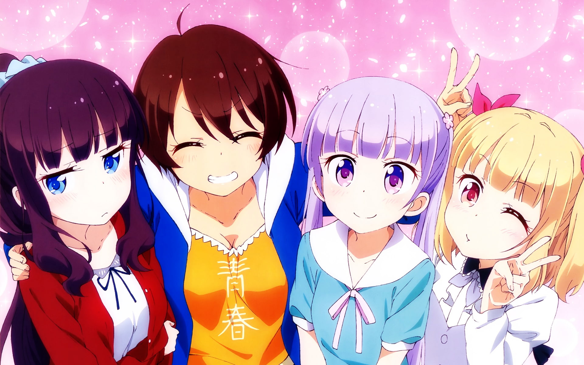 Aoba Suzukaze, child, girls, men, human representation, purple eyes, Shinoda Hajime, digital composite, people, blue eyes, real people, multi colored, togetherness, HD Wallpaper