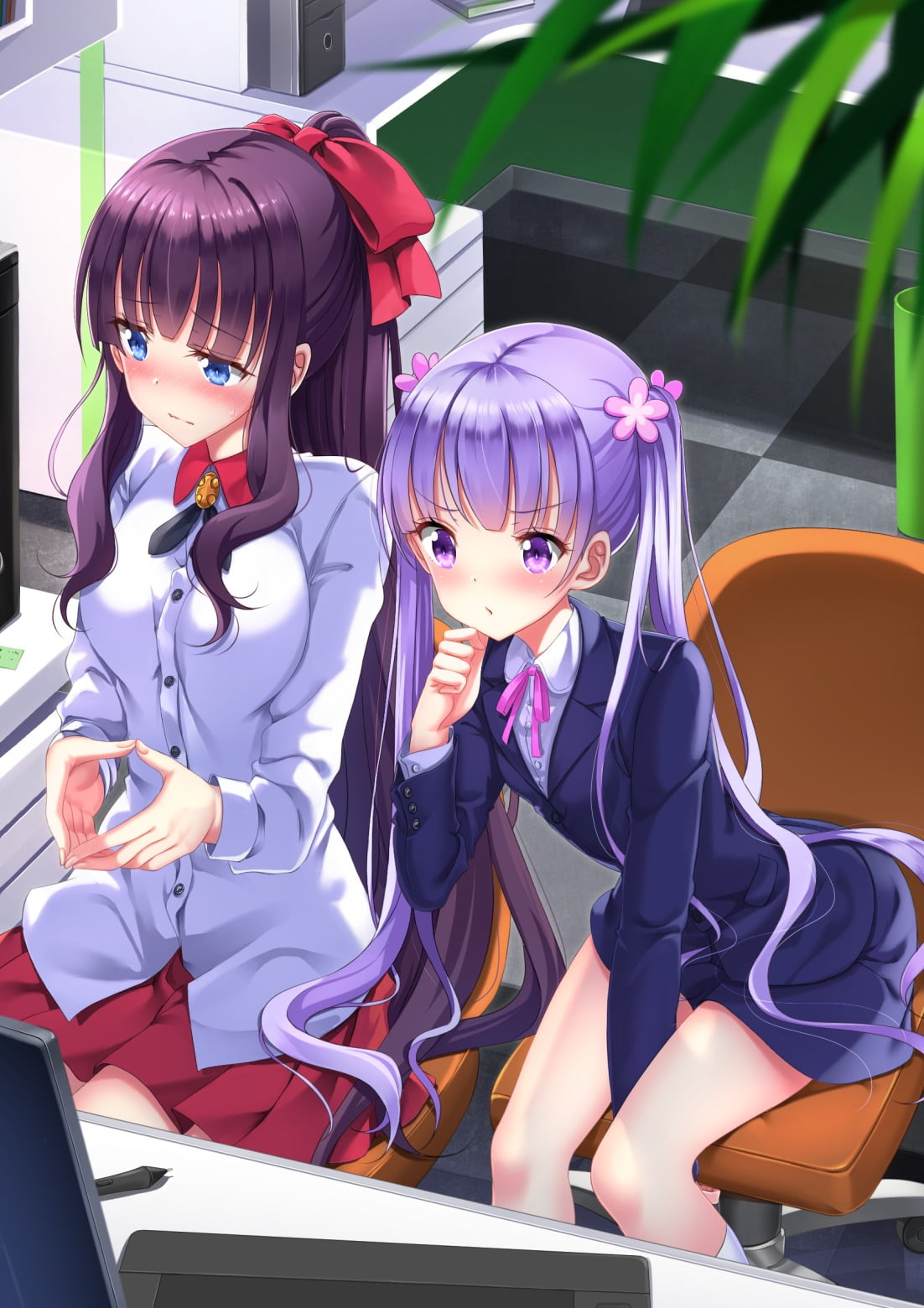 New Game! , 720P, young women, day, togetherness, adult, legs, looking at camera, beautiful woman, young adult, representation, Aoba Suzukaze, long hair, Phone HD Wallpaper