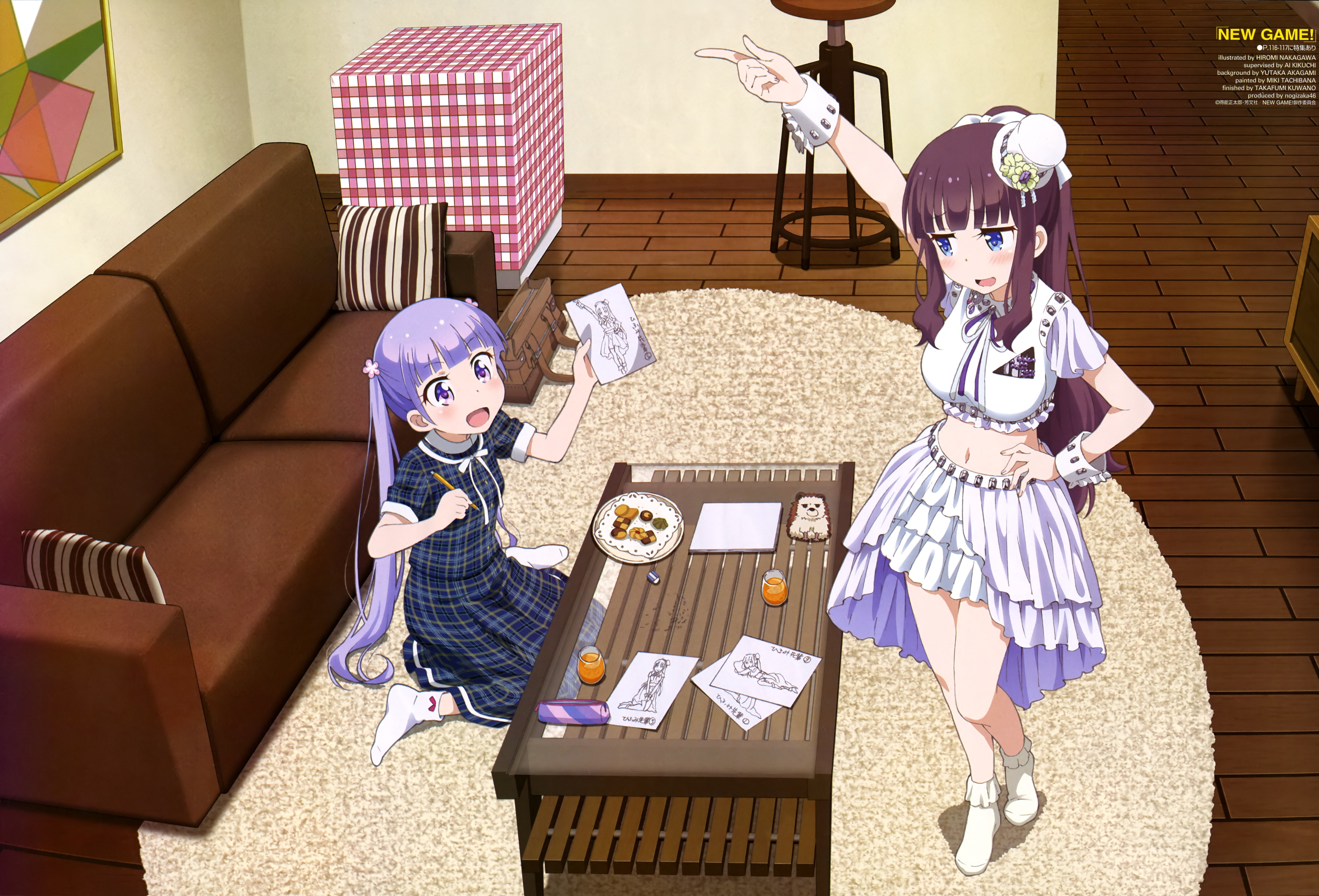 two people, full length, women, suzukaze aoba, offspring, girls, people, sister, females, innocence, human representation, new game, boys, representation, HD Wallpaper