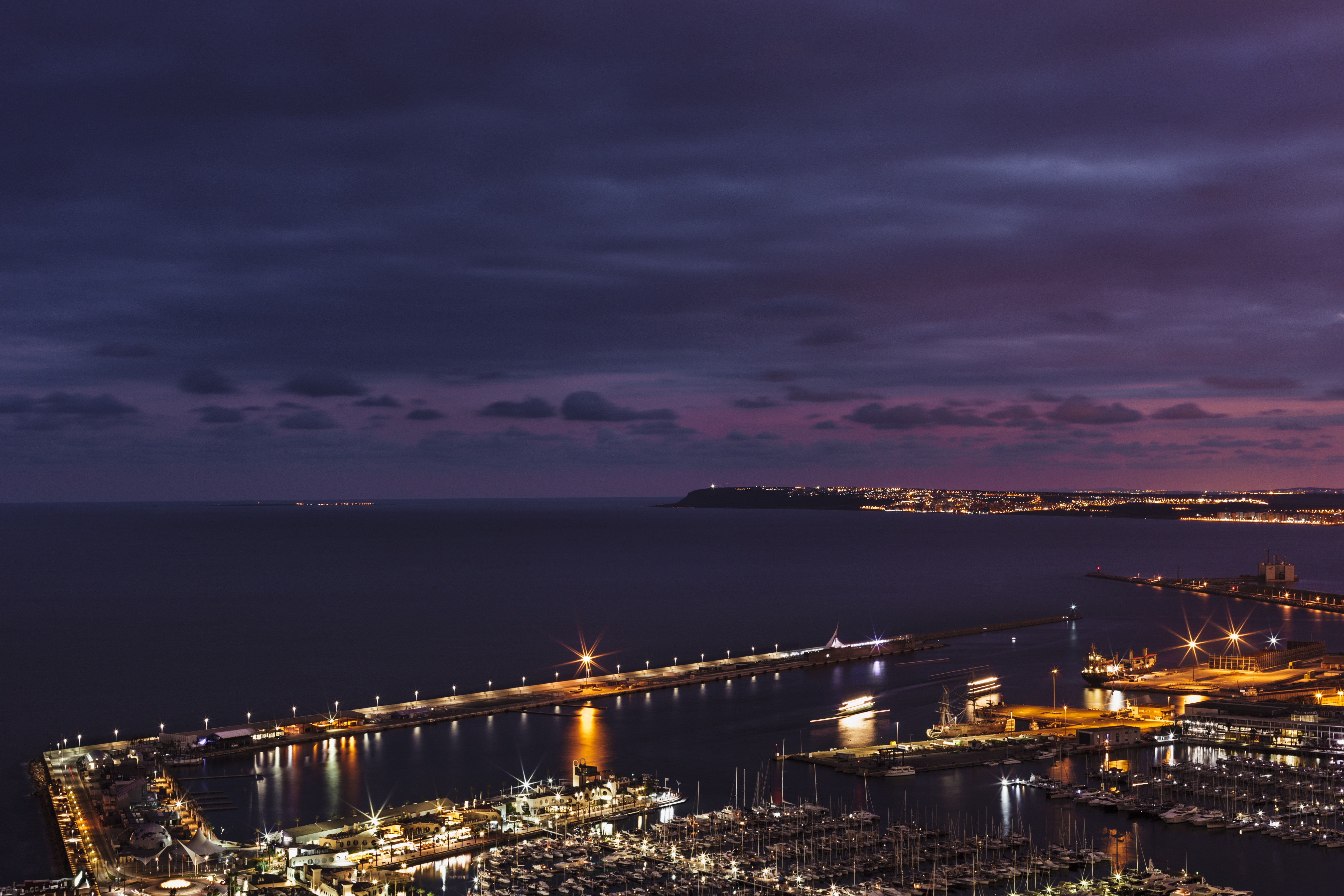 5K, alicante, sea, spain, night, HD Wallpaper