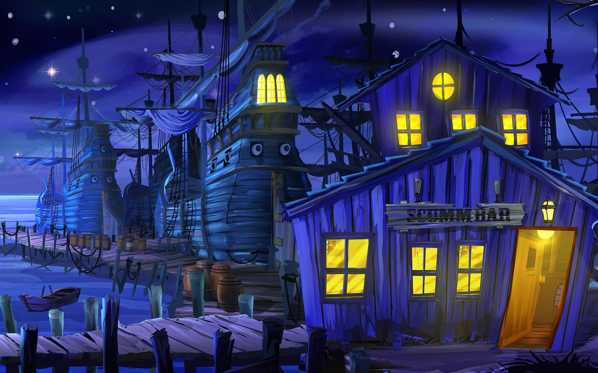 city, glass - material, blue, dusk, business, outdoors, office building exterior, table, skyscraper, building, city life, 1080P, building exterior, digital art building monkey island sailing ship the secret of monkey island bar pier lights wood ports night video games old games barrels boat stars scumm bar, HD Wallpaper