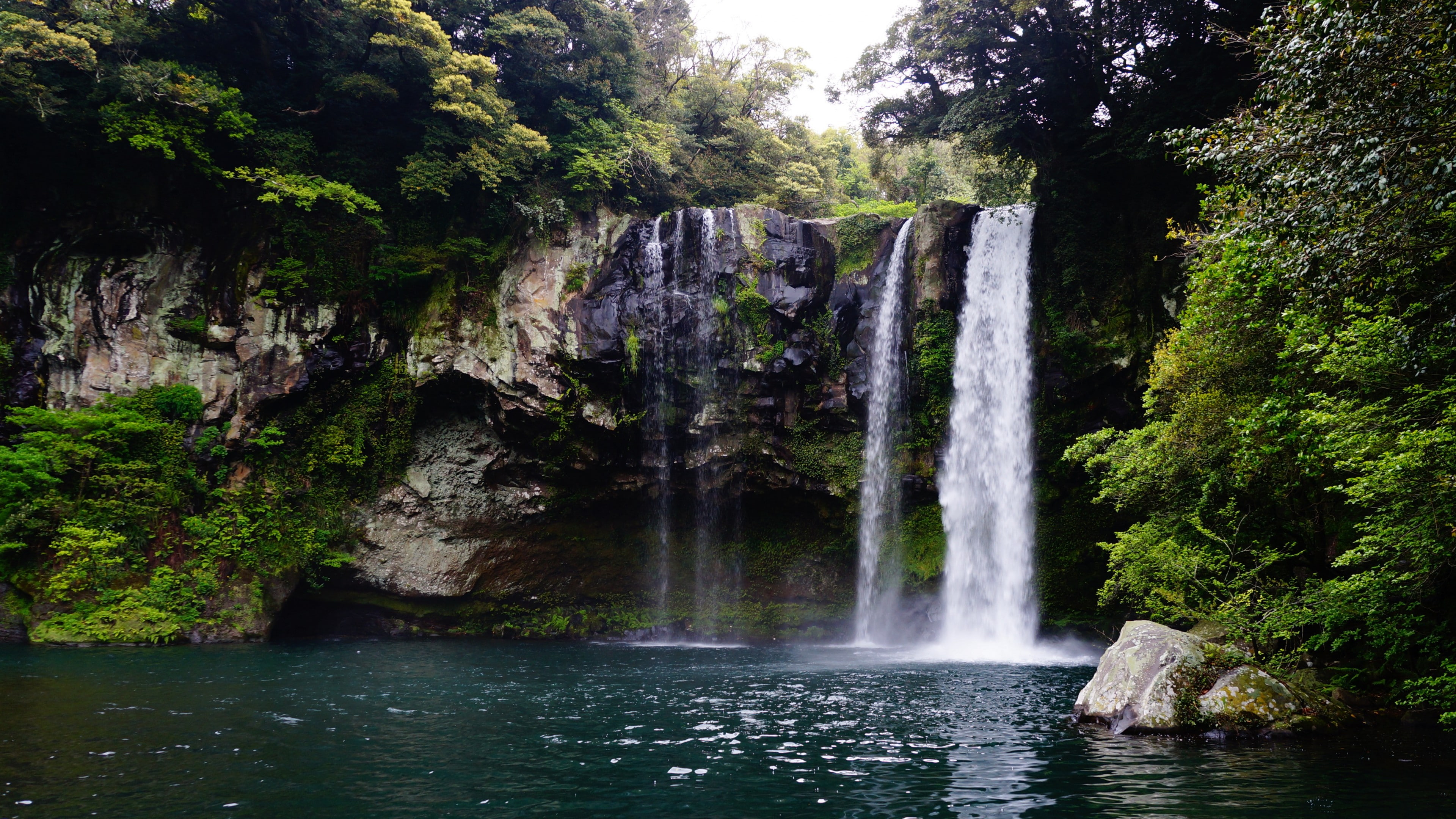 4K, Jeju Island, Cheonjiyeon, 5K, Waterfall, HD Wallpaper
