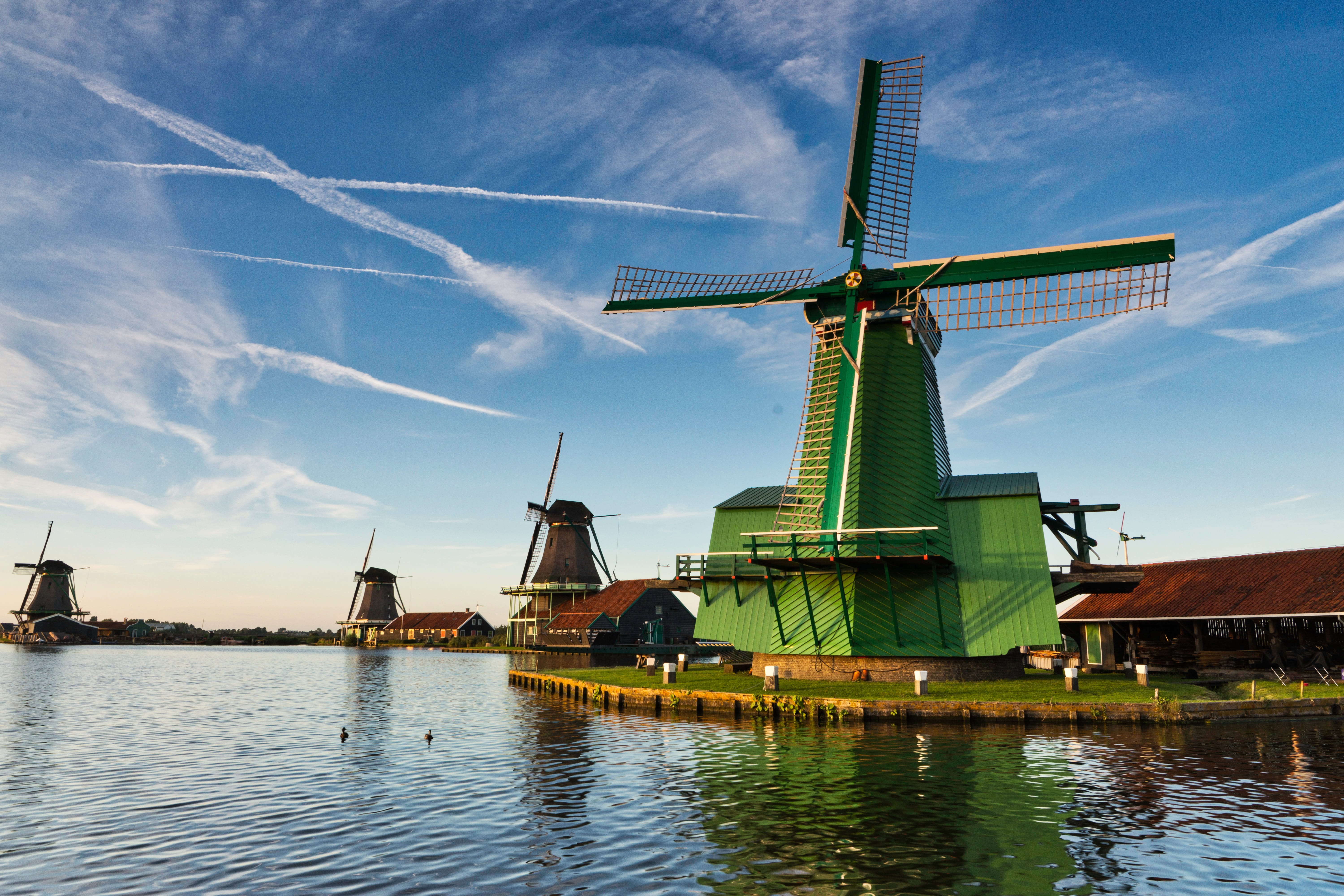 alternative energy, canal, building exterior, water, built structure, environment, river, cloud - sky, wind turbine, architecture, fuel and power generation, HD Wallpaper