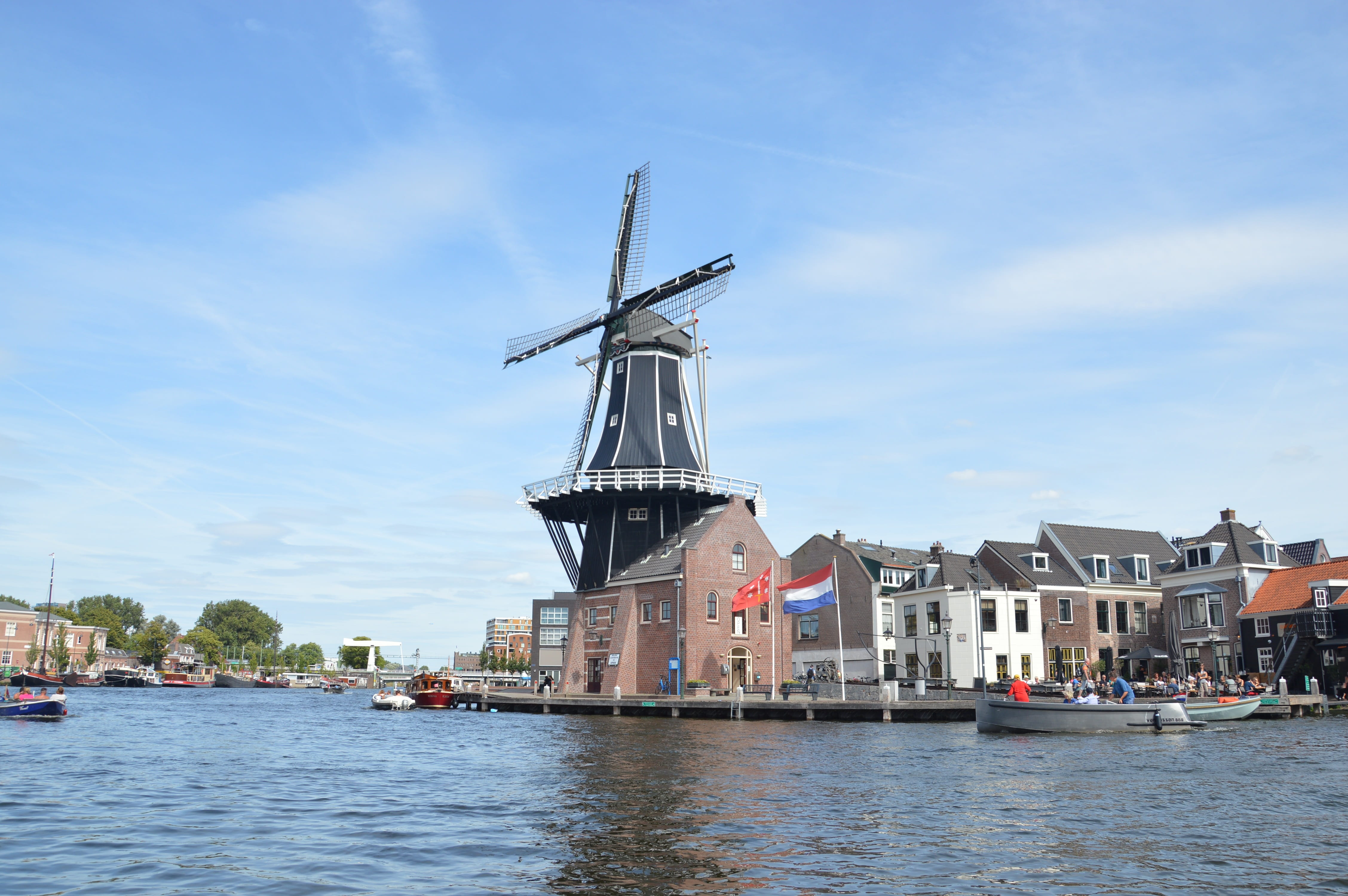 sky, mode of transportation, cloud - sky, transportation, river, architecture, travel, netherlands, water, nautical vessel, outdoors, built structure, building exterior, HD Wallpaper