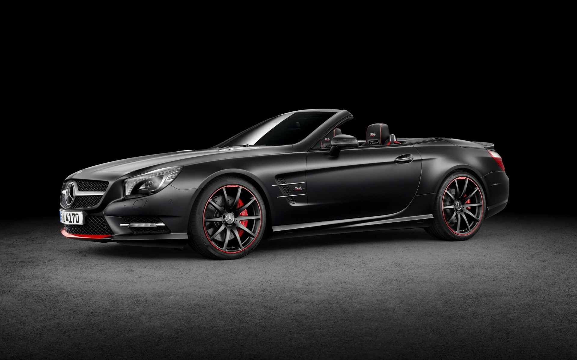Mercedes-Benz SL Mille Miglia 417, indoors, luxury, chrome, auto racing, wealth, black background, silver colored, wheel, red, speed, studio shot, shiny, HD Wallpaper