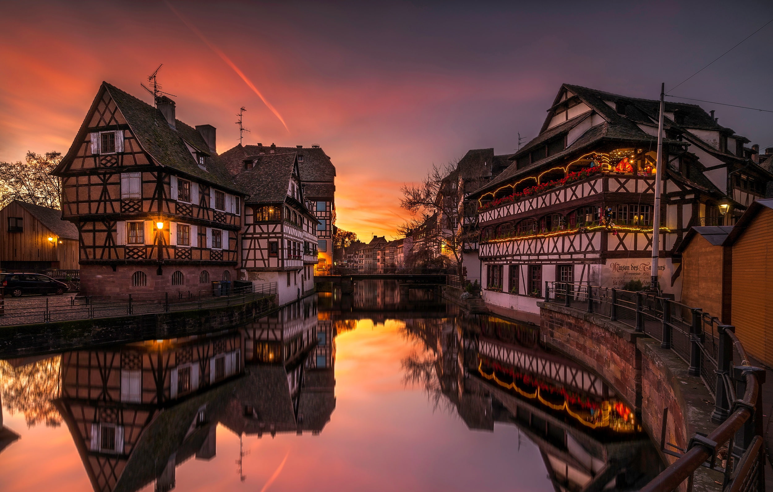 1080P, home, river, Strasbourg, HD Wallpaper