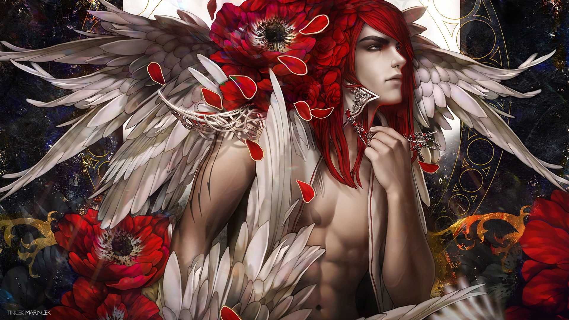 adult, wings, outdoors, flowering plant, red, mask - disguise, women, plant, one person, hairstyle, flower, lifestyles, real people, young adult, beauty in nature, HD Wallpaper