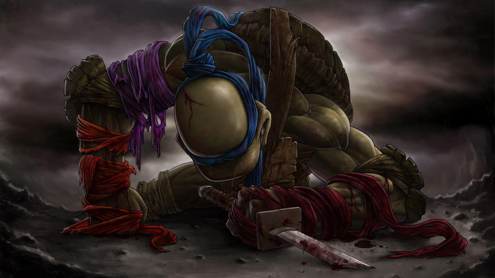 illustration, turtles, leonardo, tmnt, cartoons, 1080P, 1920x1080, teenage, mutant, ninja, teenage mutant ninja turtles, HD Wallpaper