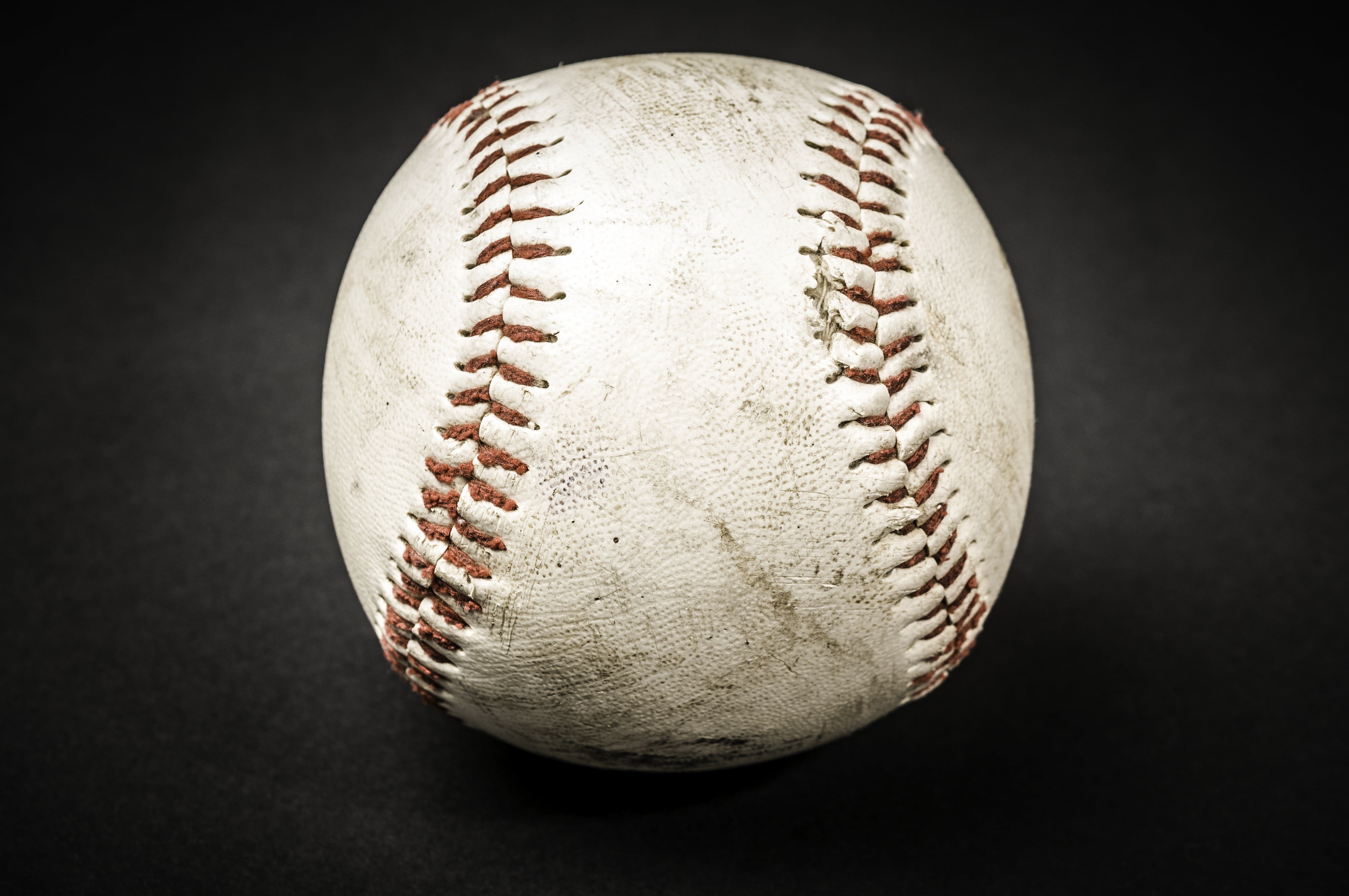 team sport, pattern, baseball, baseball - sport, design, sphere, 4K, close-up, studio shot, black background, sport, no people, indoors, still life, white color, HD Wallpaper