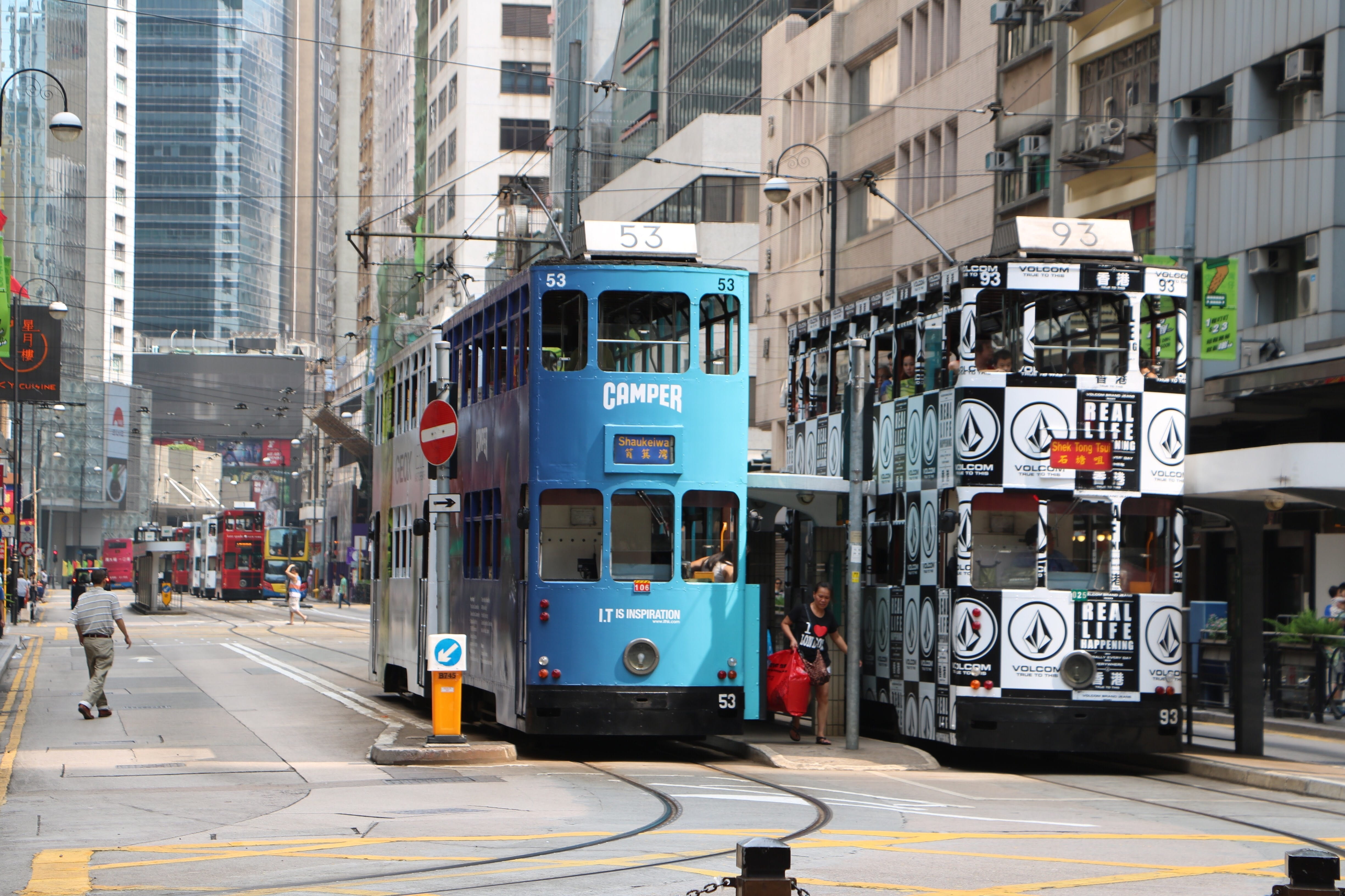 outdoor, Hong Kong, architecture, rail transportation, street, road, public transportation, near, track, tram, mode of transportation, communication, transportation, HD Wallpaper