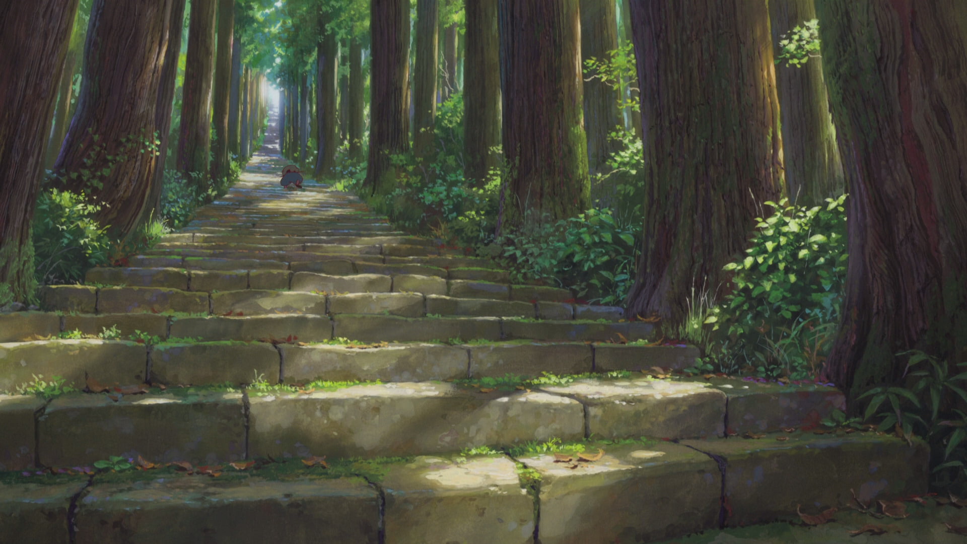 woodland, tree trunk, steps and staircases, scenics - nature, beauty in nature, day, Bakemono no Ko, tranquility, no people, plant, architecture, direction, HD Wallpaper
