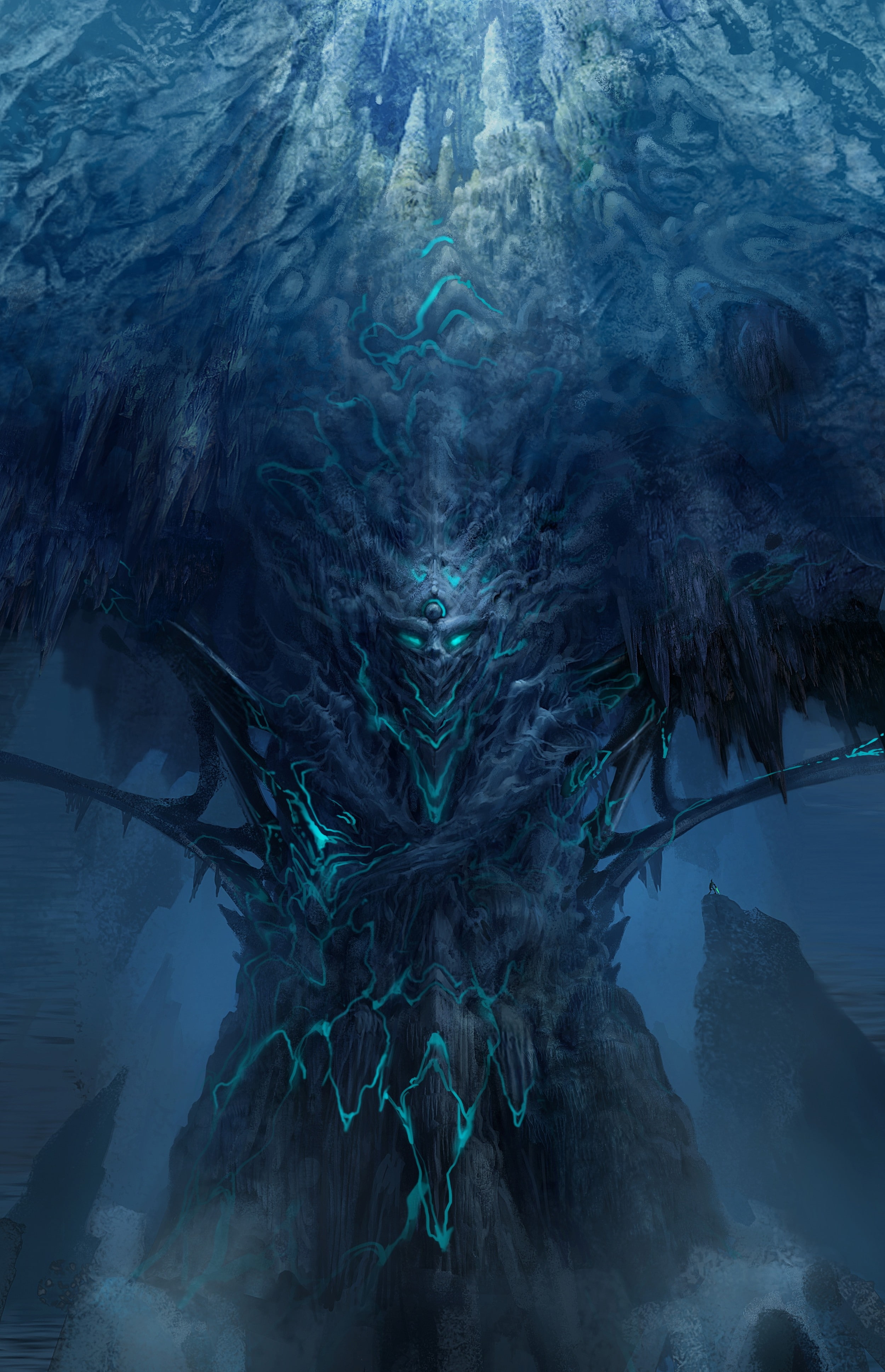 devil, Blue, evil, x, art, 4K, hd, fantasy, artwork, Phone HD Wallpaper