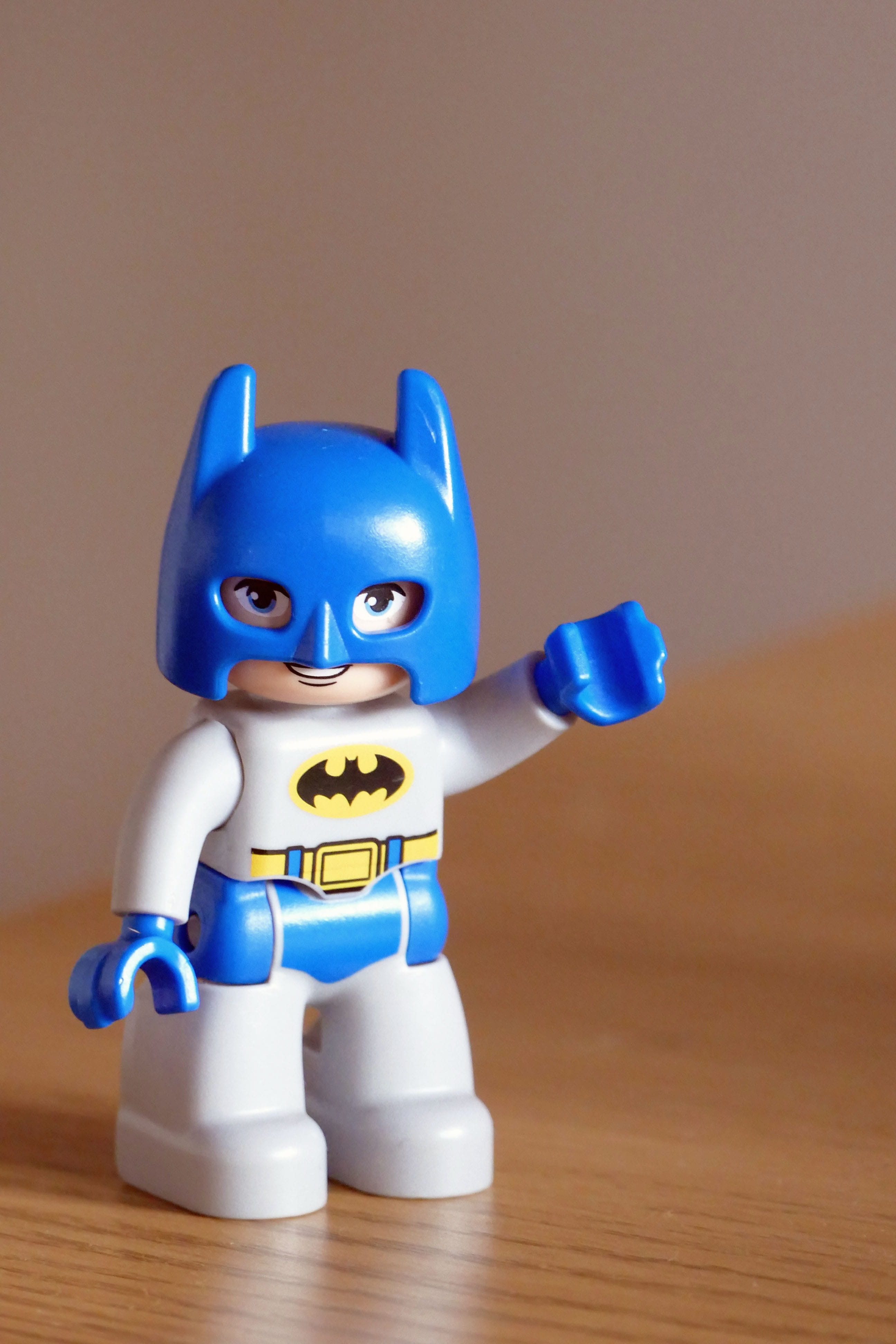 kid, play, bat, 4K, blue, child, smiling, human representation, superhero, male, hero, fun, studio shot, single object, costume, hand, table, close-up, Phone HD Wallpaper