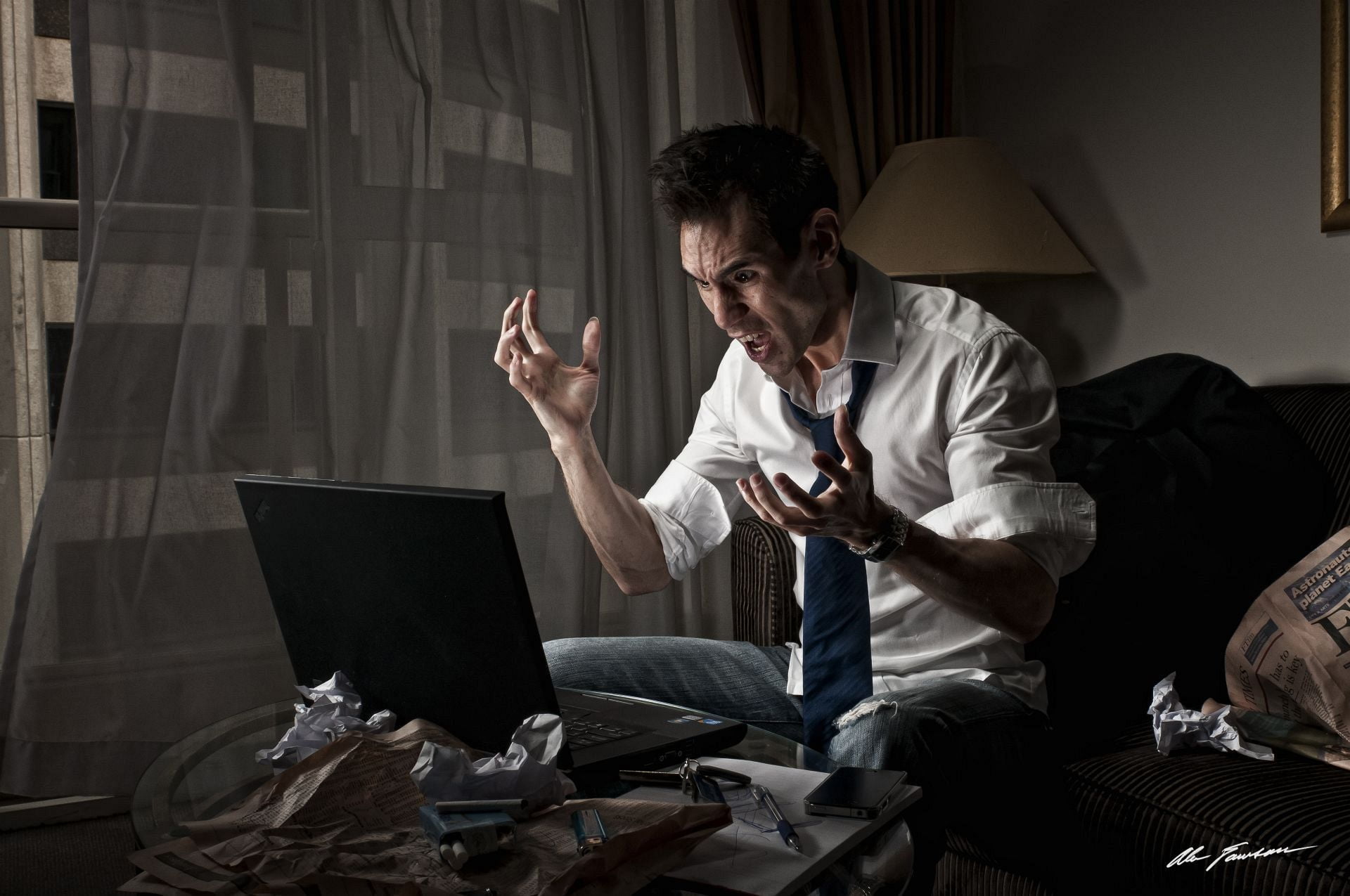 laptop, formal businesswear, despair, negative emotion, working, problems, males, emotional Stress, mature men, depression - Sadness, business, people, HD Wallpaper