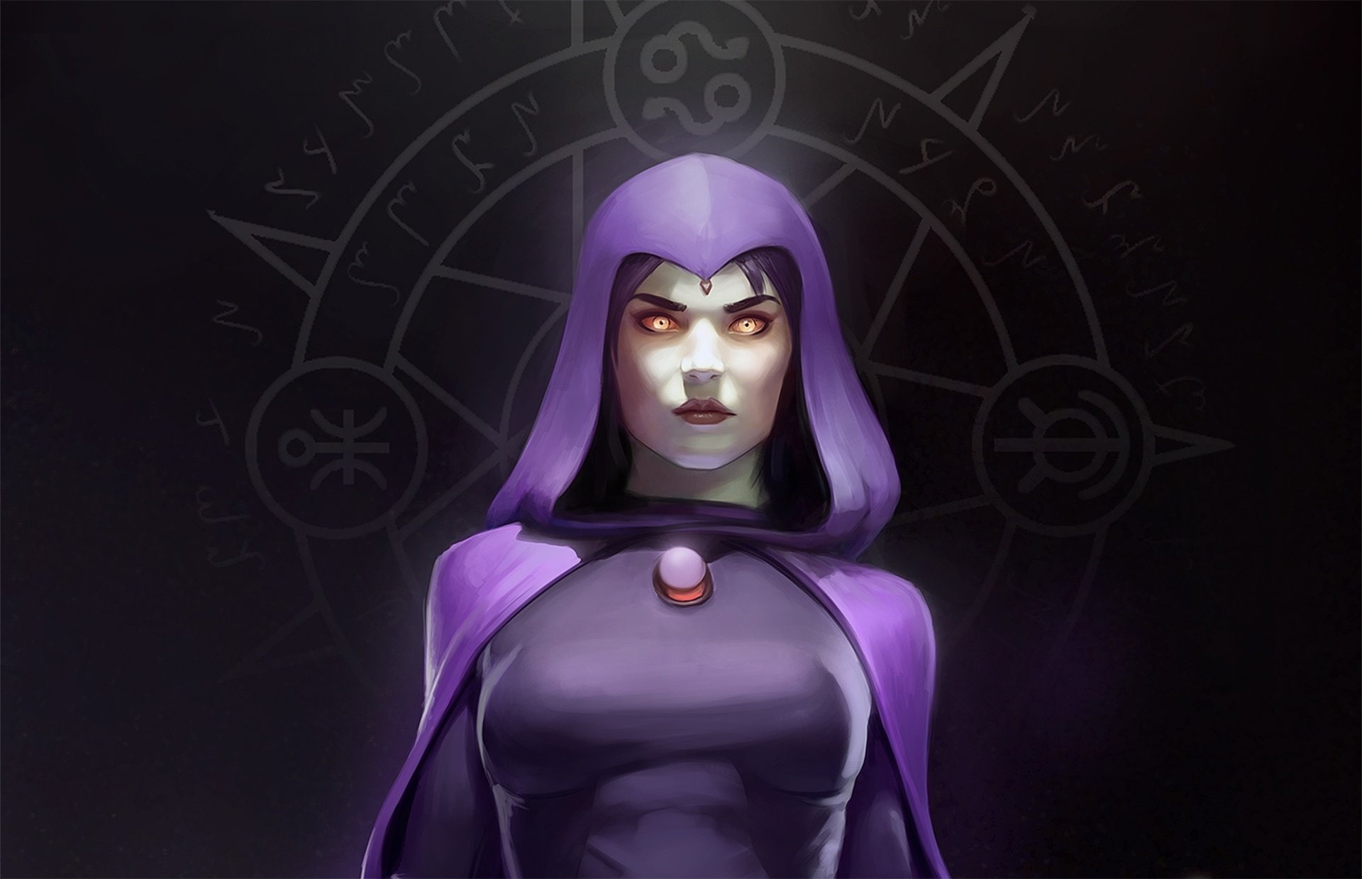 1080P, place of worship, black background, human representation, no people, Woman, night, art and craft, Comics, representation, Raven, DC Comics, purple, HD Wallpaper