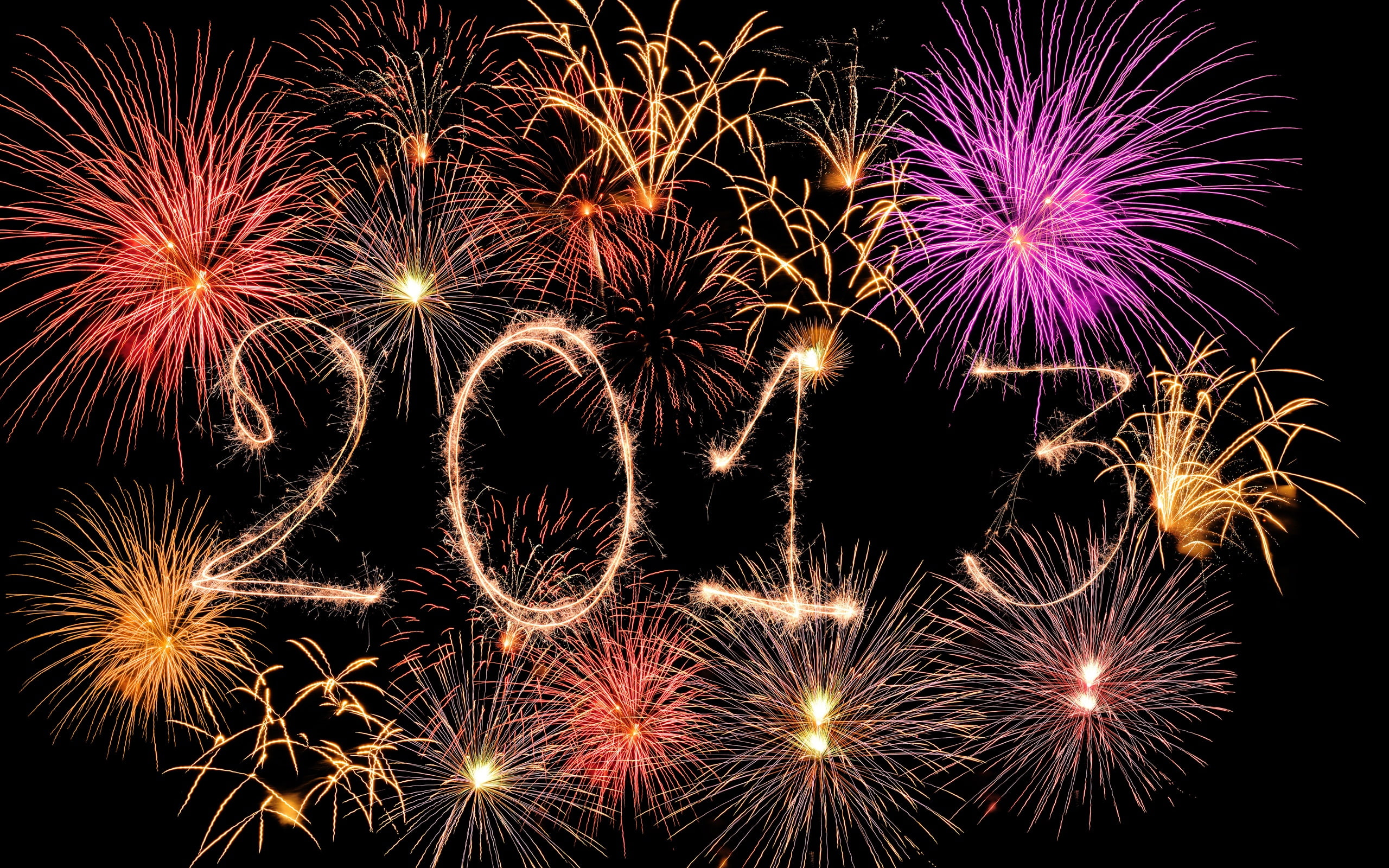 Night, 2013, Happy, Beautiful, New, Year, display, Creative, Sky, Fireworks, 2K, HD Wallpaper