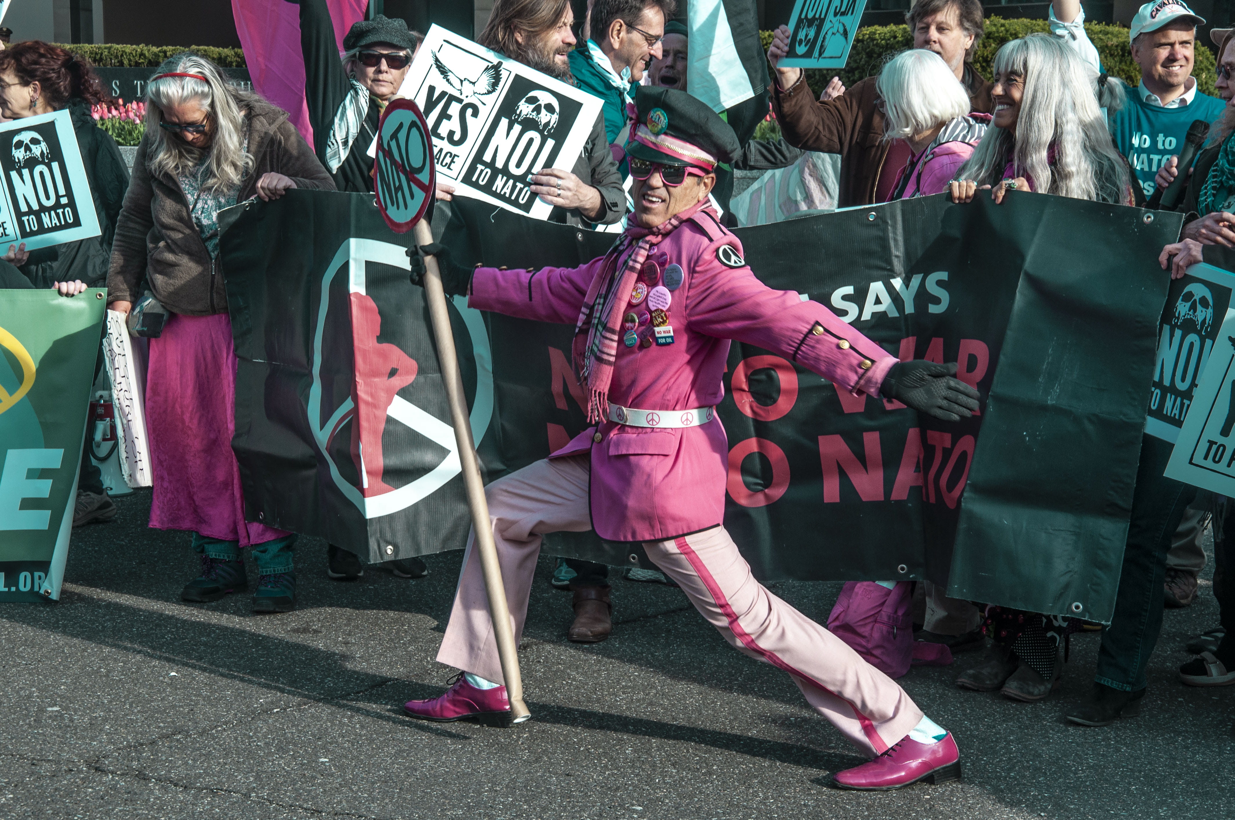 human, holding, street, military, card, marching, group of people, performance, communication, city, people, shoe, pink color, footwear, full length, united states, HD Wallpaper