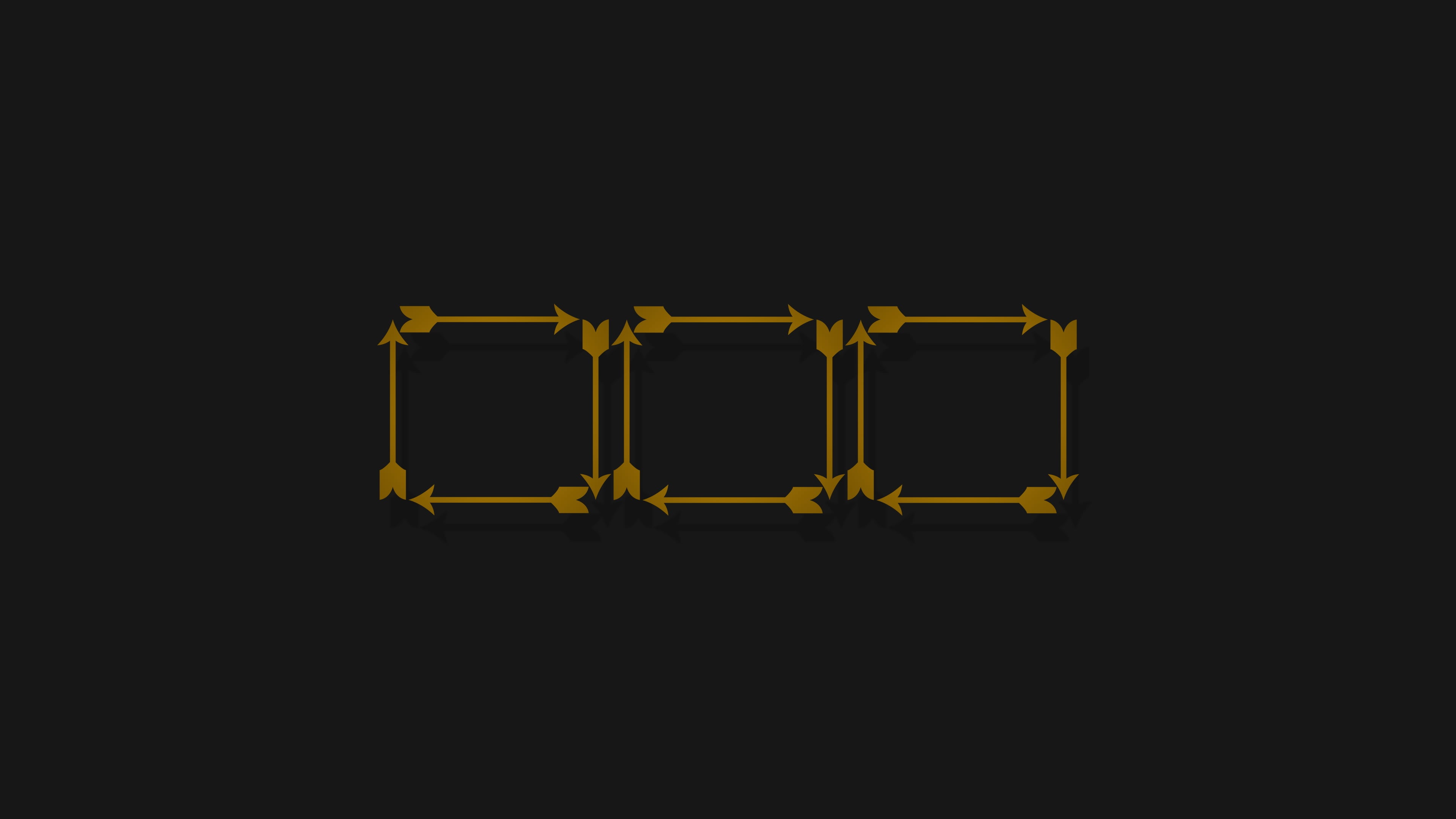 minimalism, Arrow (TV series), side by side, yellow, black background, 4K, dark, geometry, close-up, night, metal, low angle view, no people, representation, HD Wallpaper